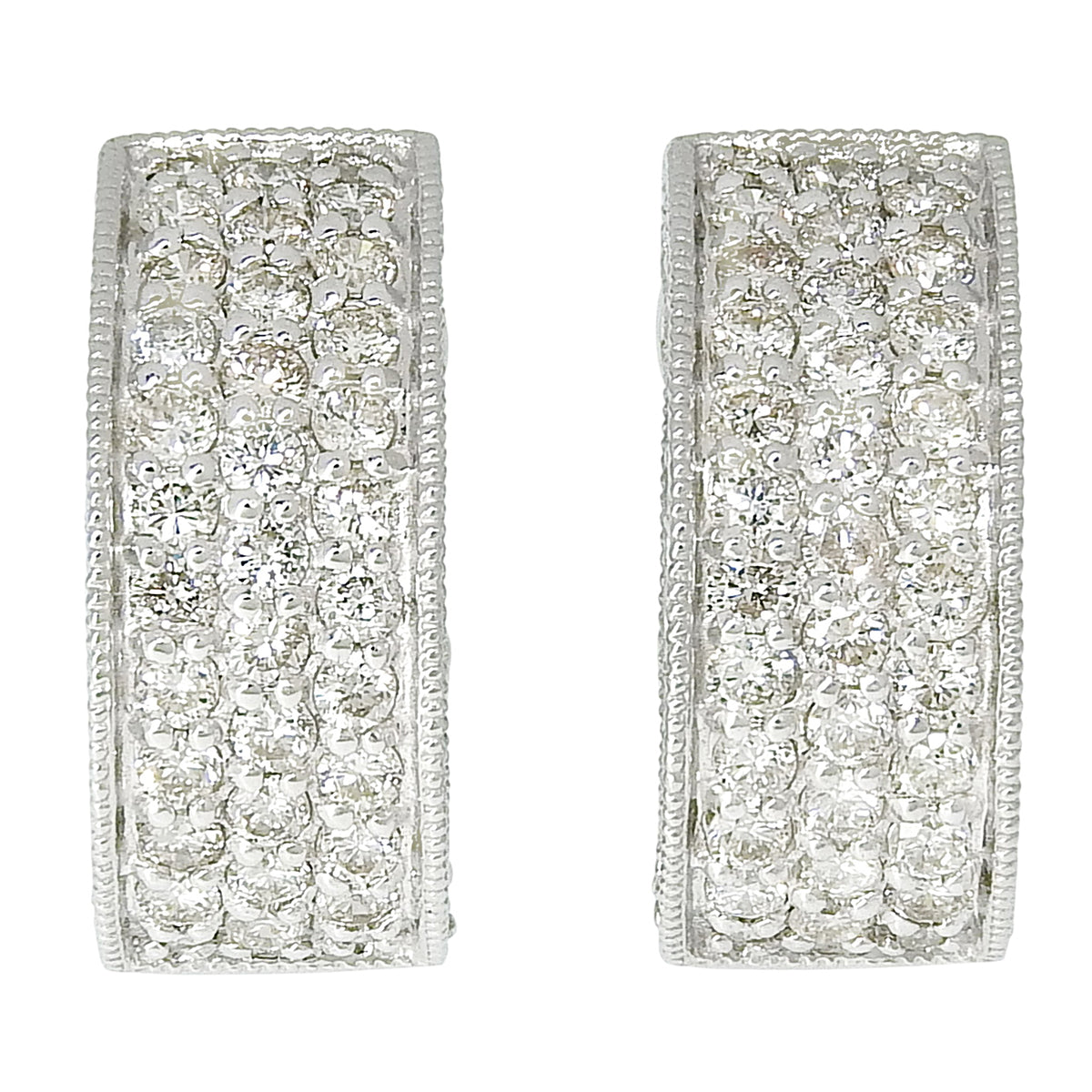 Pave Diamond Earrings D1.00, 1.00 White Gold K18WG 8.0g