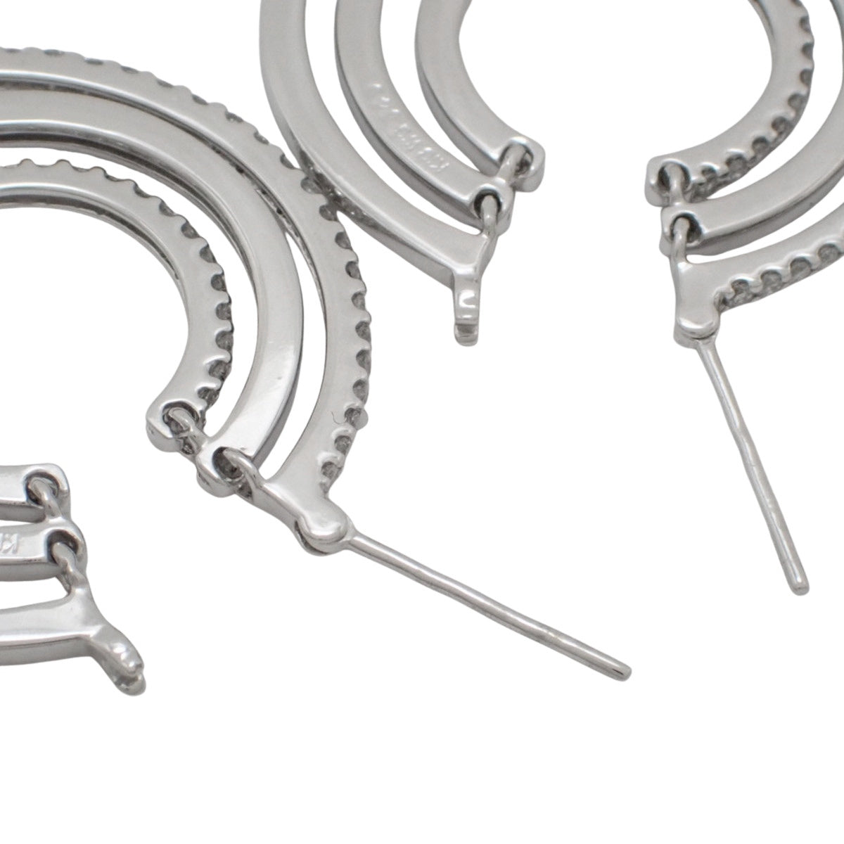 钻石三圈耳环 D0.43,0.43 白金 K18WG 14.6克