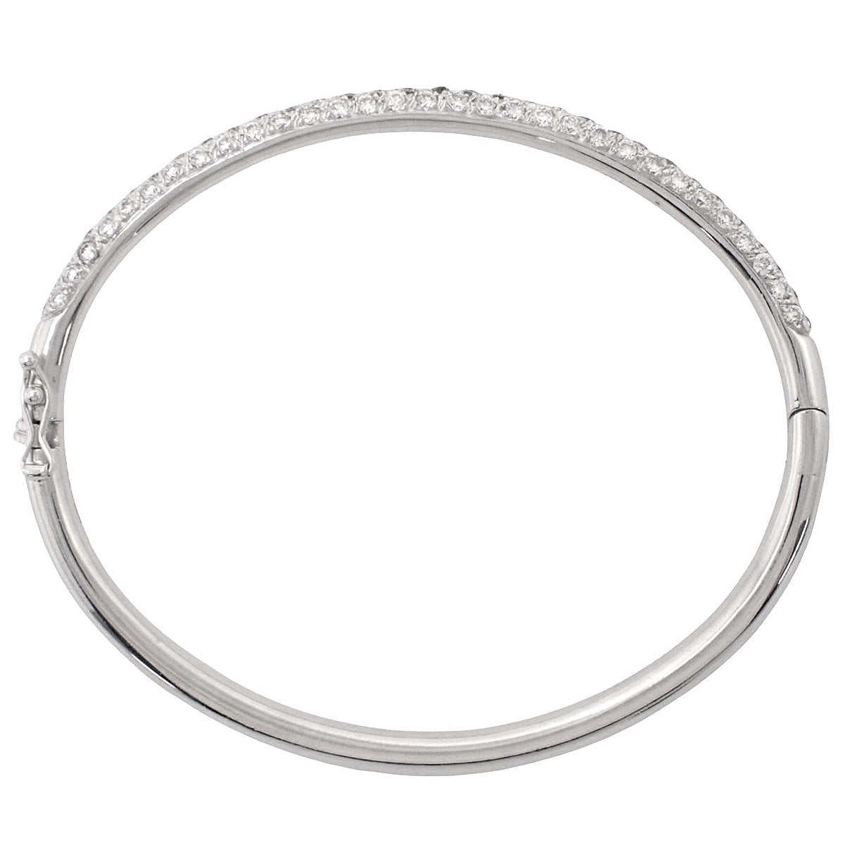 ハーフダイヤモンド バングル ホワイトゴールド K18WG 14.3g