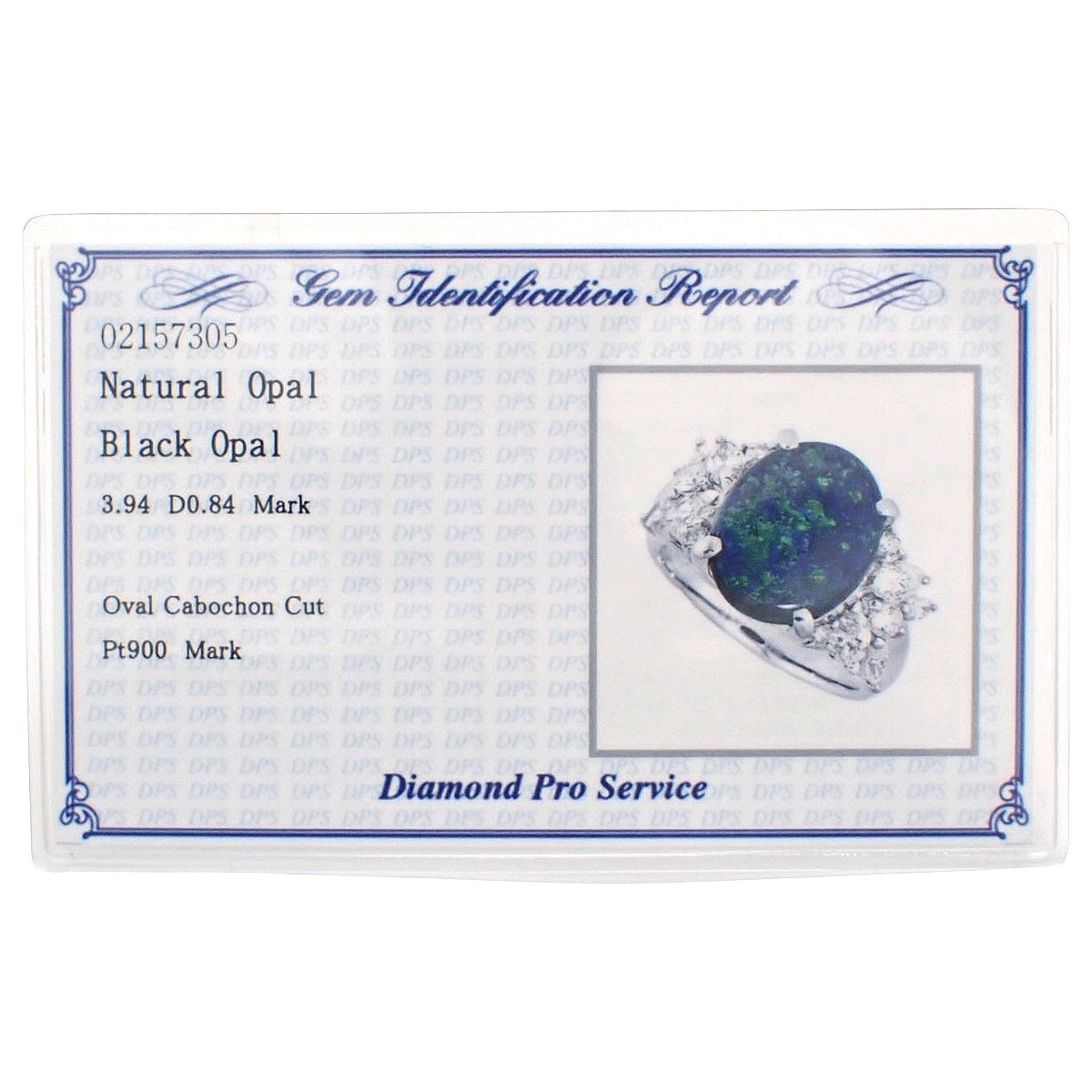 Black Opal and Diamond Ring BOP3.94/D0.84 Platinum Pt900 10.5g