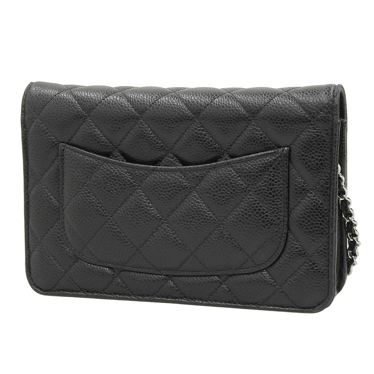 Matelasse Chain Wallet in Caviar Leather, Black, AP0250