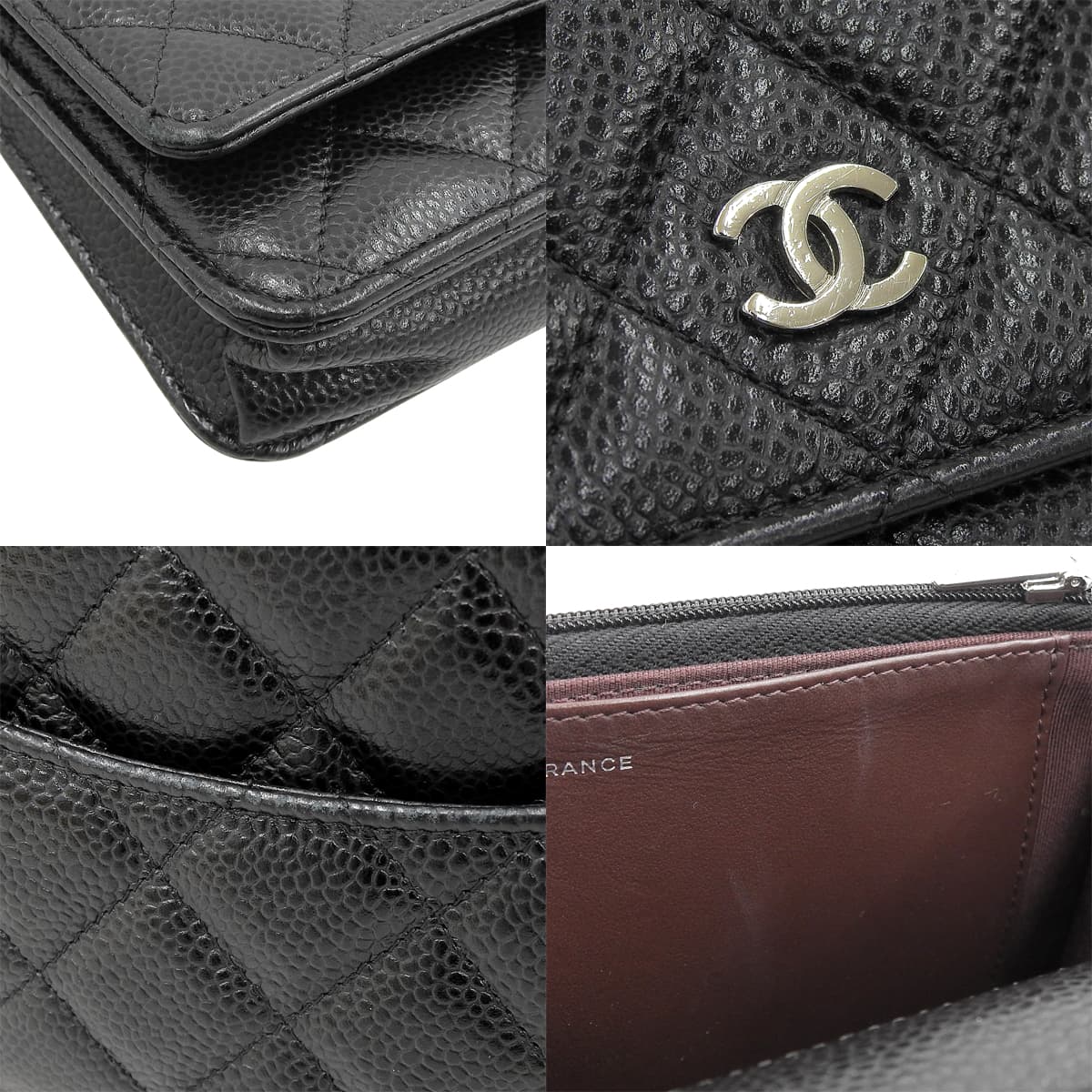 Matelasse Chain Wallet in Caviar Leather, Black, AP0250