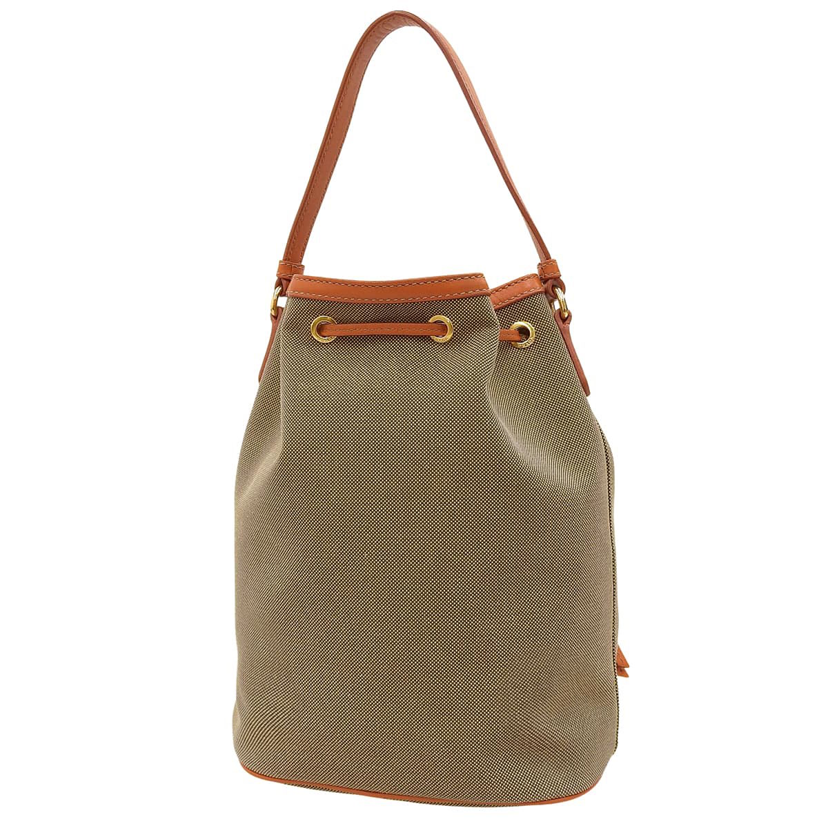 Duet 水桶包 帆布 皮革 米色 橙色 1BH038