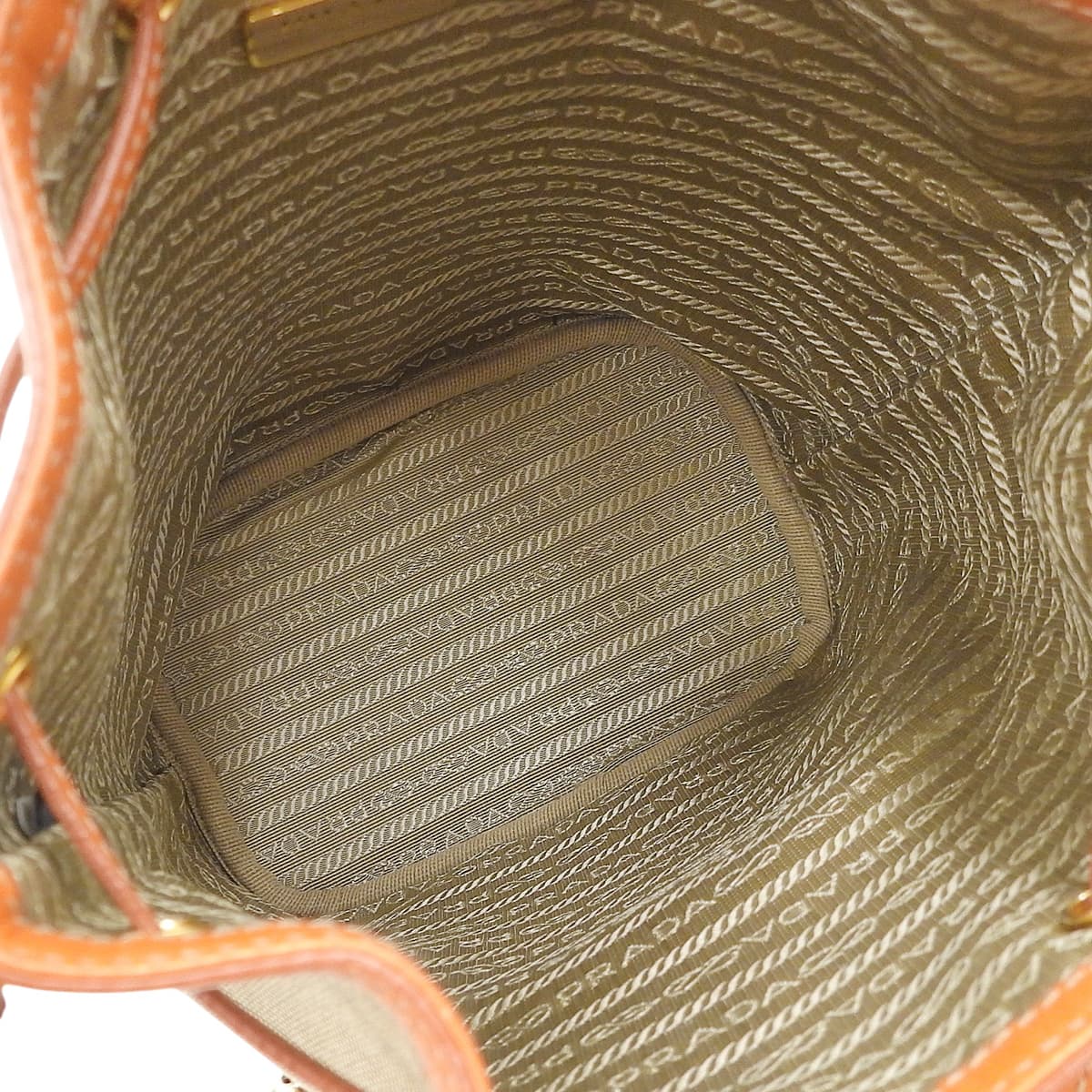 Duet Bucket Bag Canvas Leather Beige Orange 1BH038