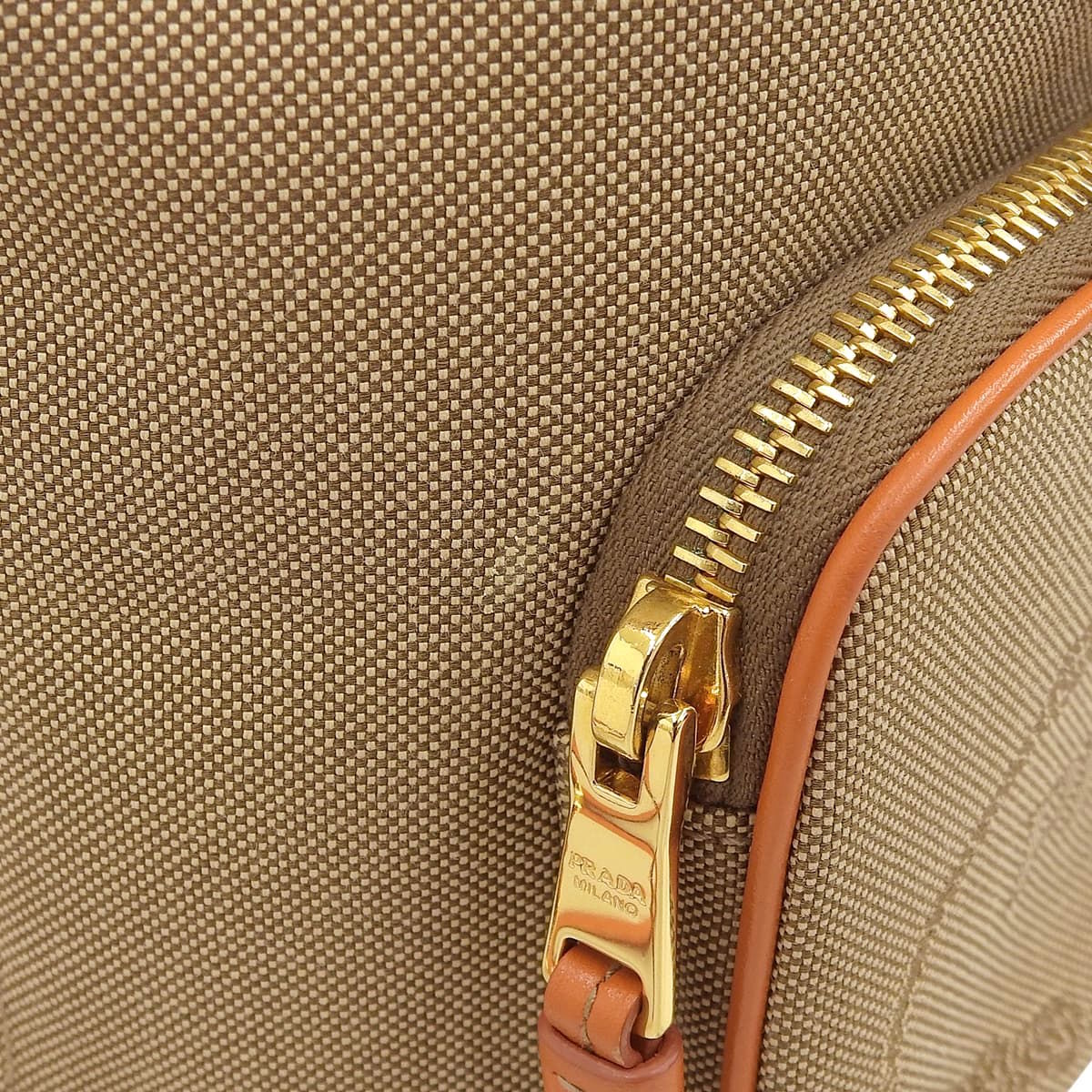 Duet Bucket Bag Canvas Leather Beige Orange 1BH038