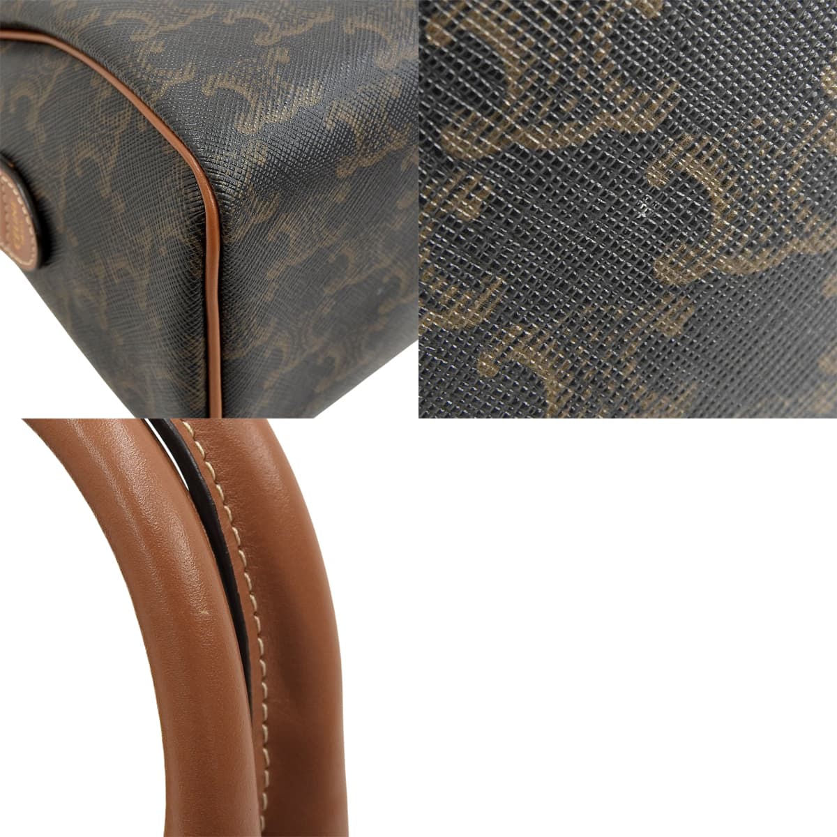 Small Boston Bag in Calfskin and Triomphe Canvas, Tan, 113772CAS.04LU