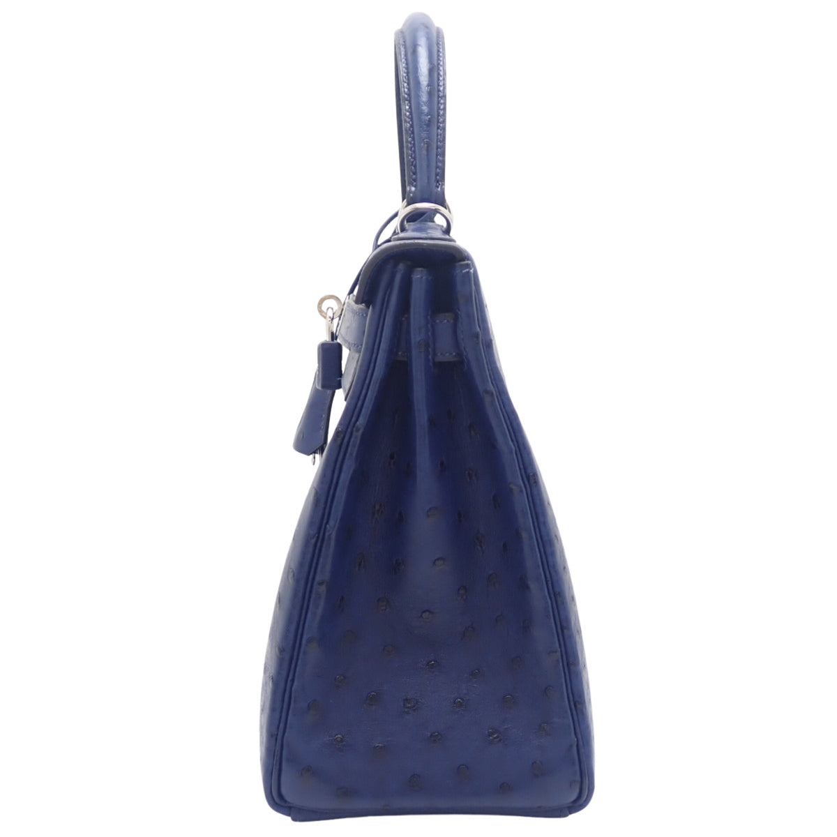 Kelly 28 (Inseam) Ostrich Blue Iris Leather with Silver Hardware, □I Stamp