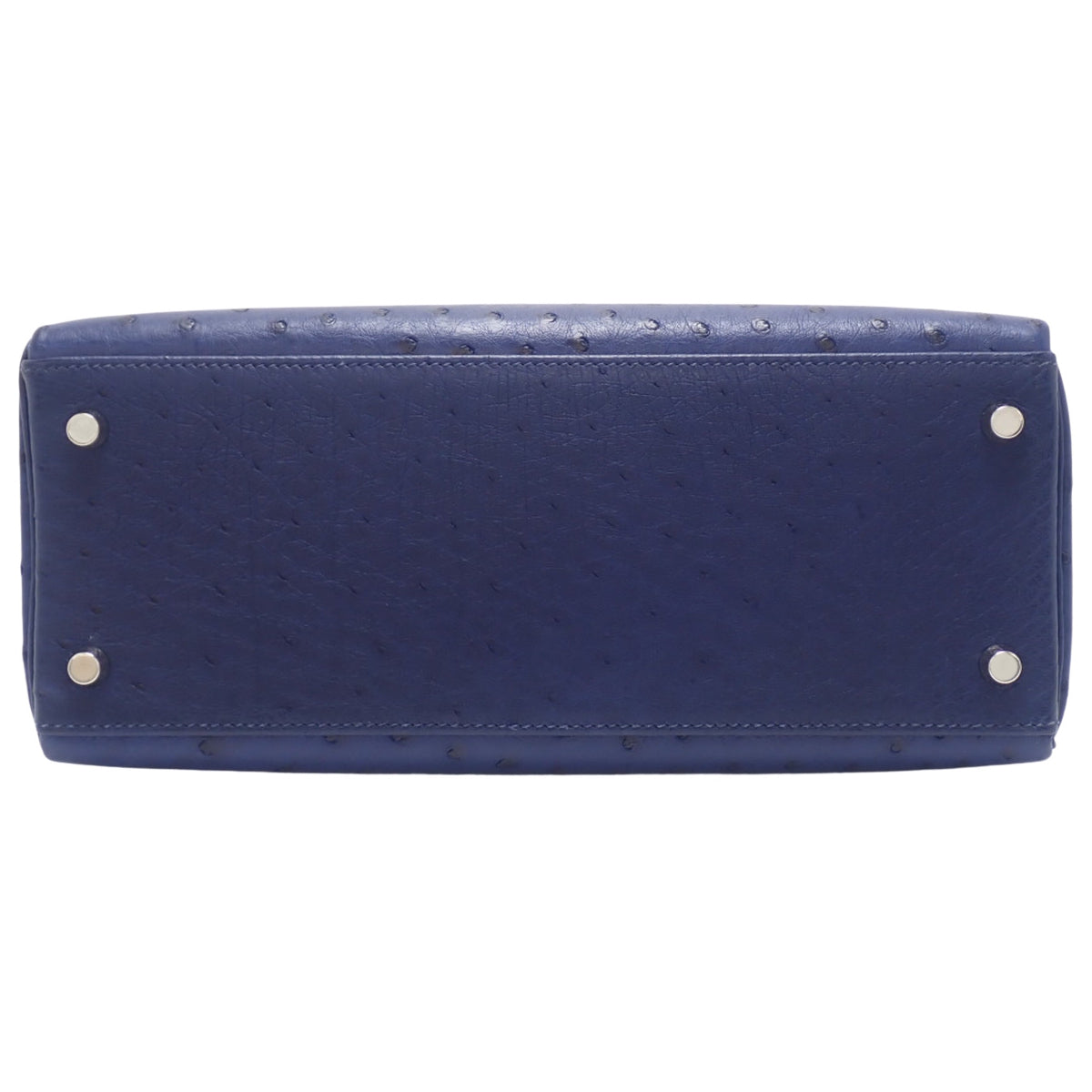 Kelly 28 (Inseam) Ostrich Blue Iris Leather with Silver Hardware, □I Stamp