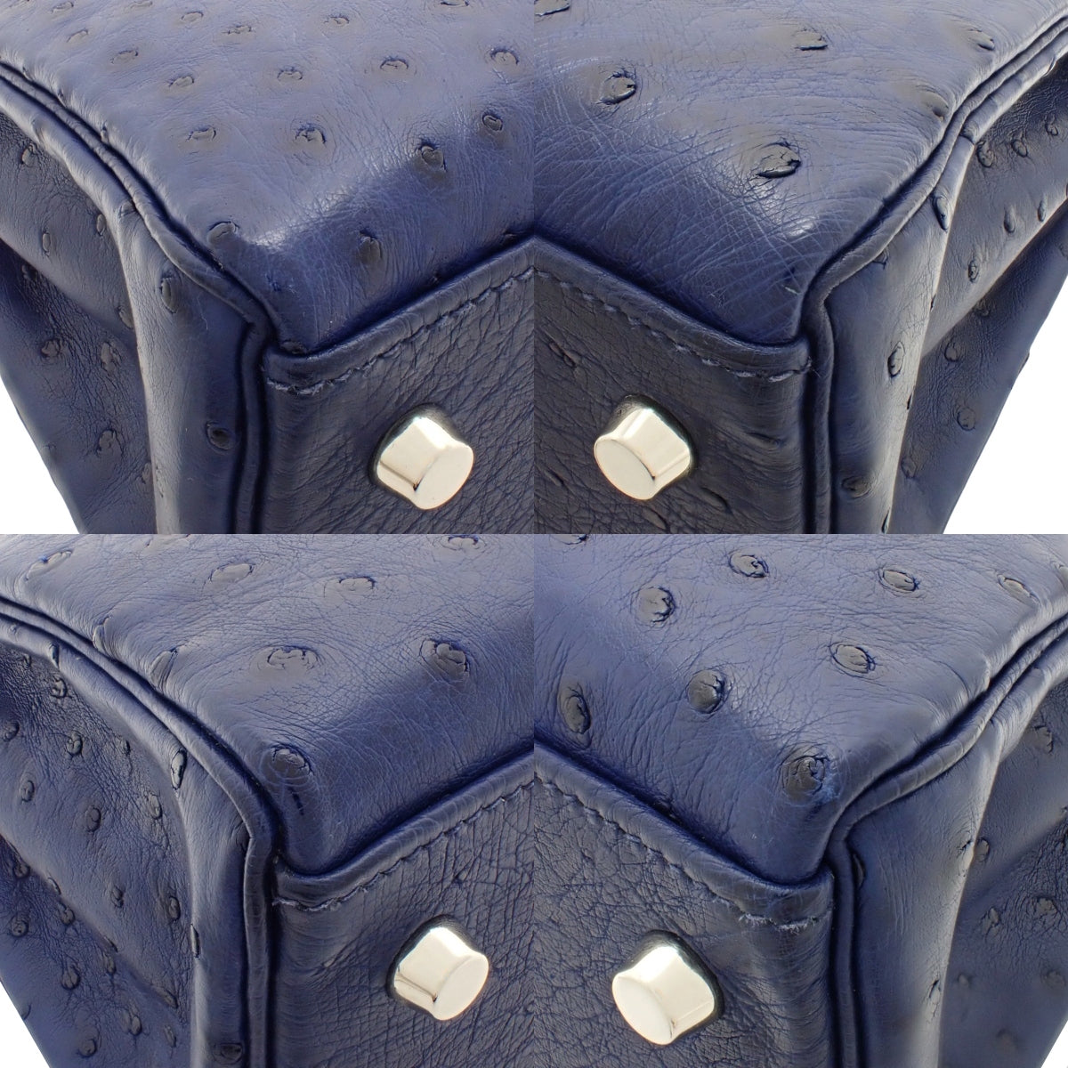 Kelly 28 (Inseam) Ostrich Blue Iris Leather with Silver Hardware, □I Stamp