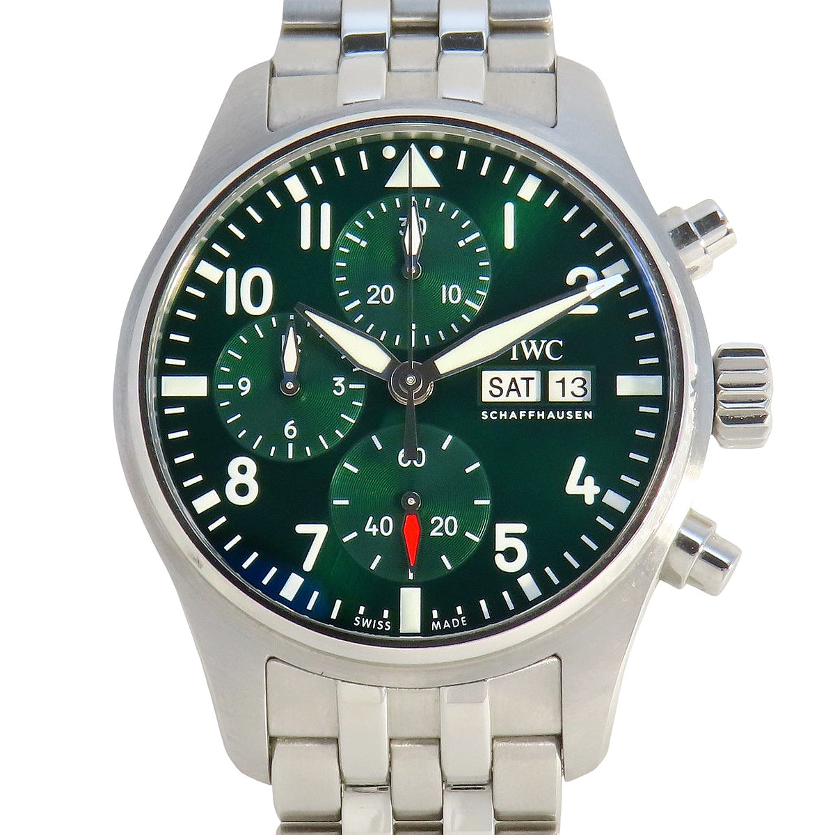 Pilot's Watch Chronograph 41 IW388104 Stainless Steel Green Automatic Men's