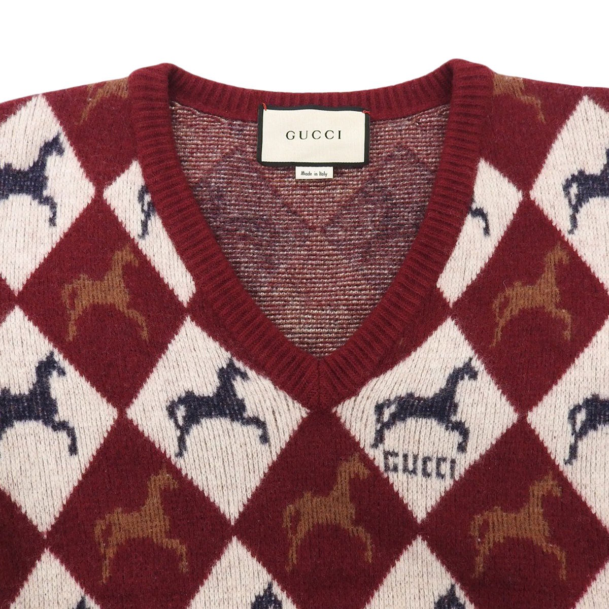 Horse Argyle V-Neck Knit 2022 S
