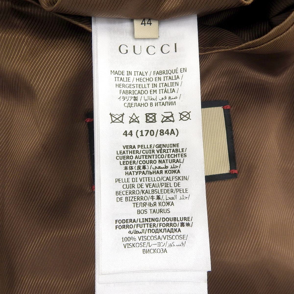 GG 皮革夹克,44 码