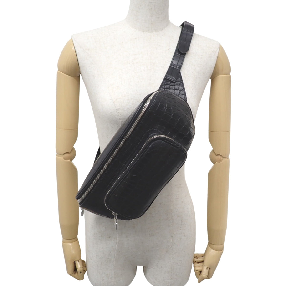 Polosus Crocodile Bumbag in Black N81771