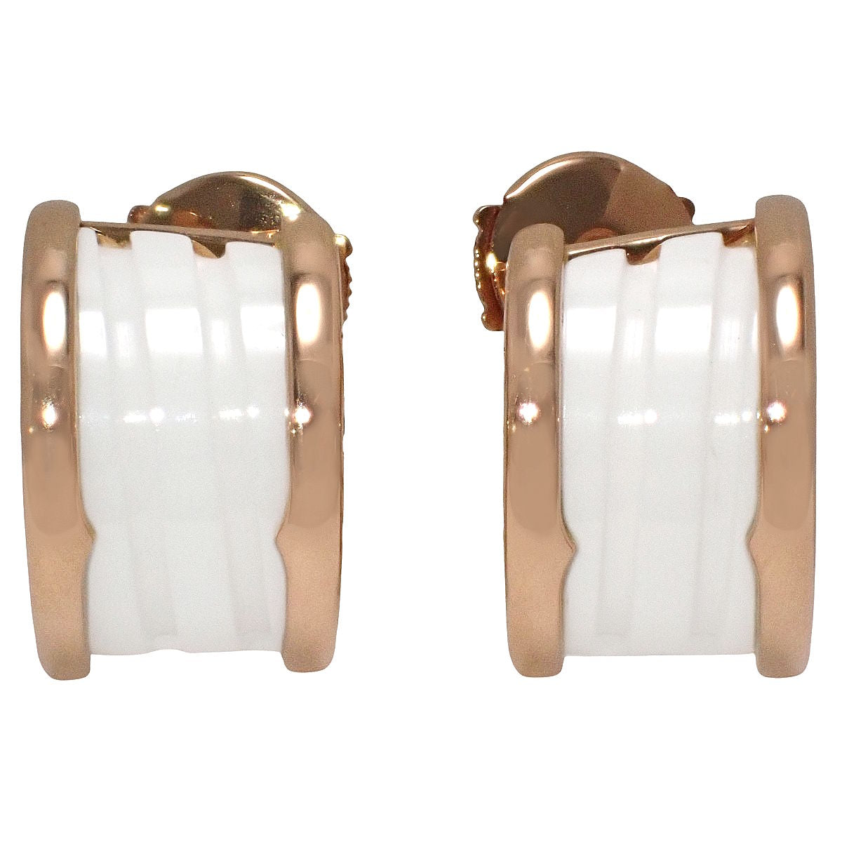 B.zero1 Earrings Pink Gold K18PG White Ceramic