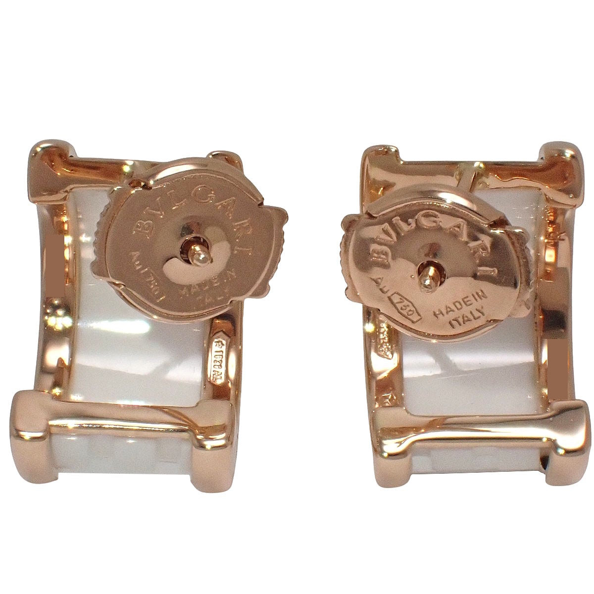 B.zero1 Earrings Pink Gold K18PG White Ceramic