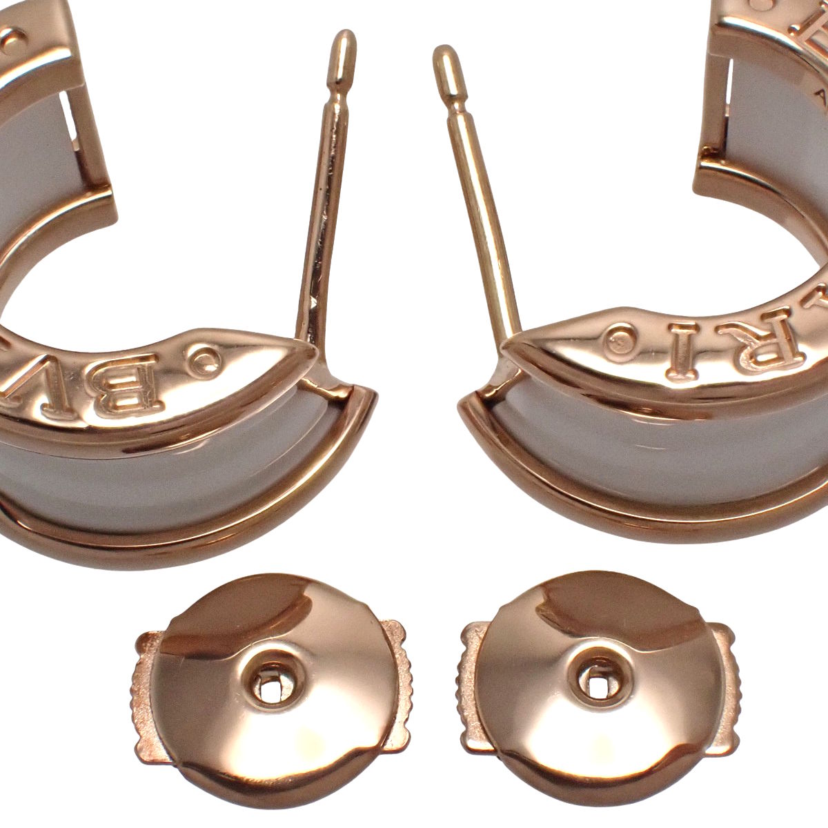 ビー・ゼロワン イヤリング ピンクゴールド K18PG ホワイトセラミック