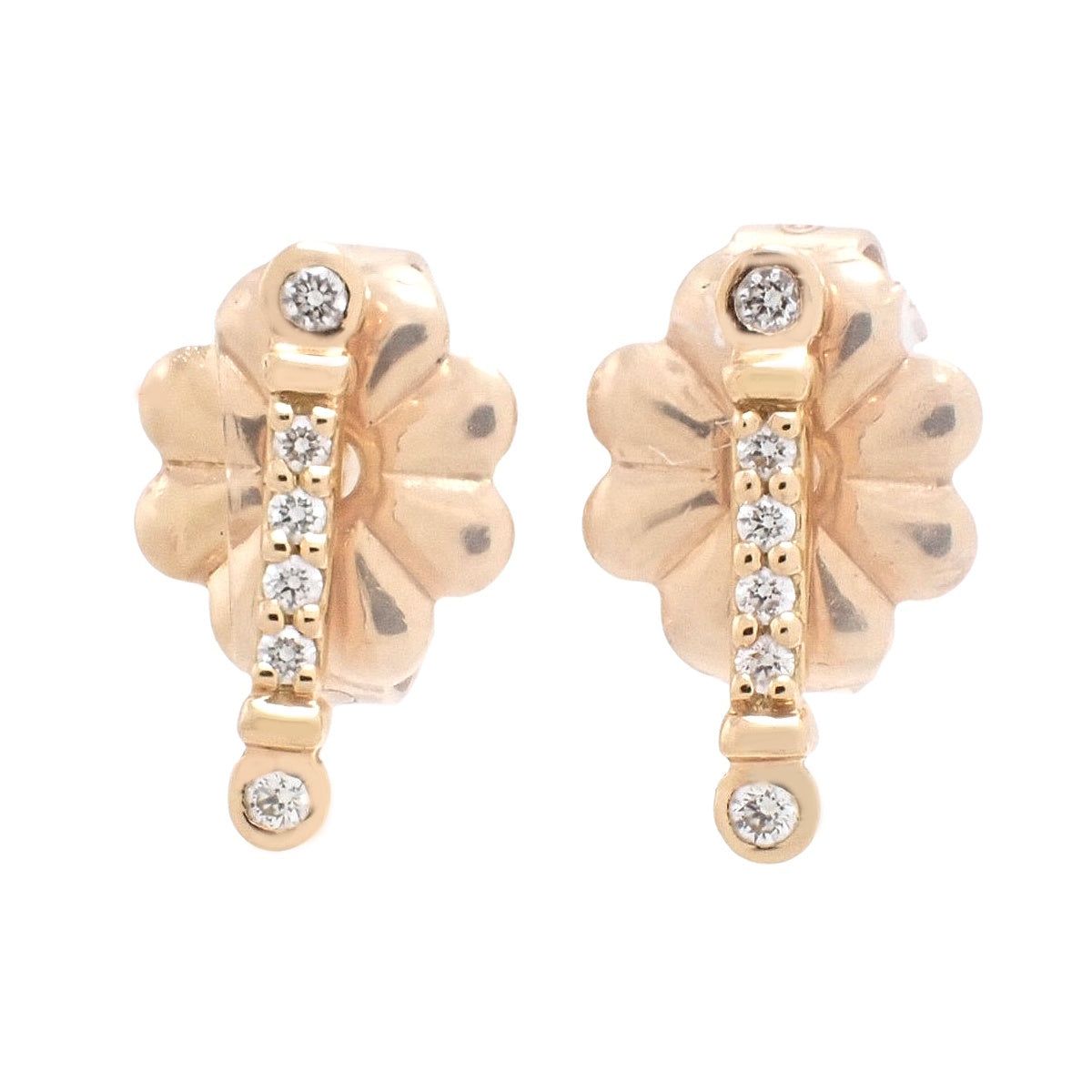Fleur de Lys Stem Earrings in 18K Pink Gold with Diamonds