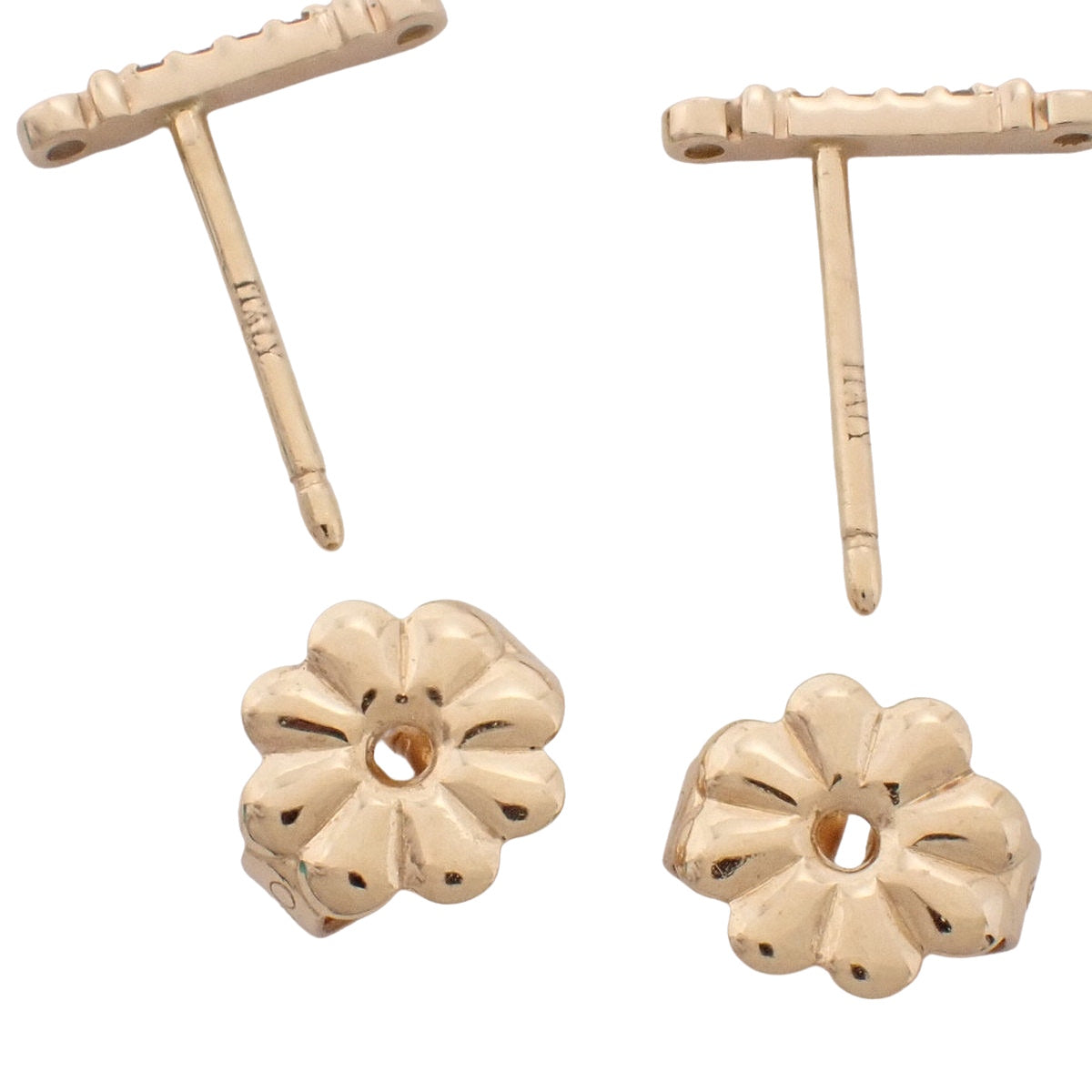 Fleur de Lys Stem Earrings in 18K Pink Gold with Diamonds