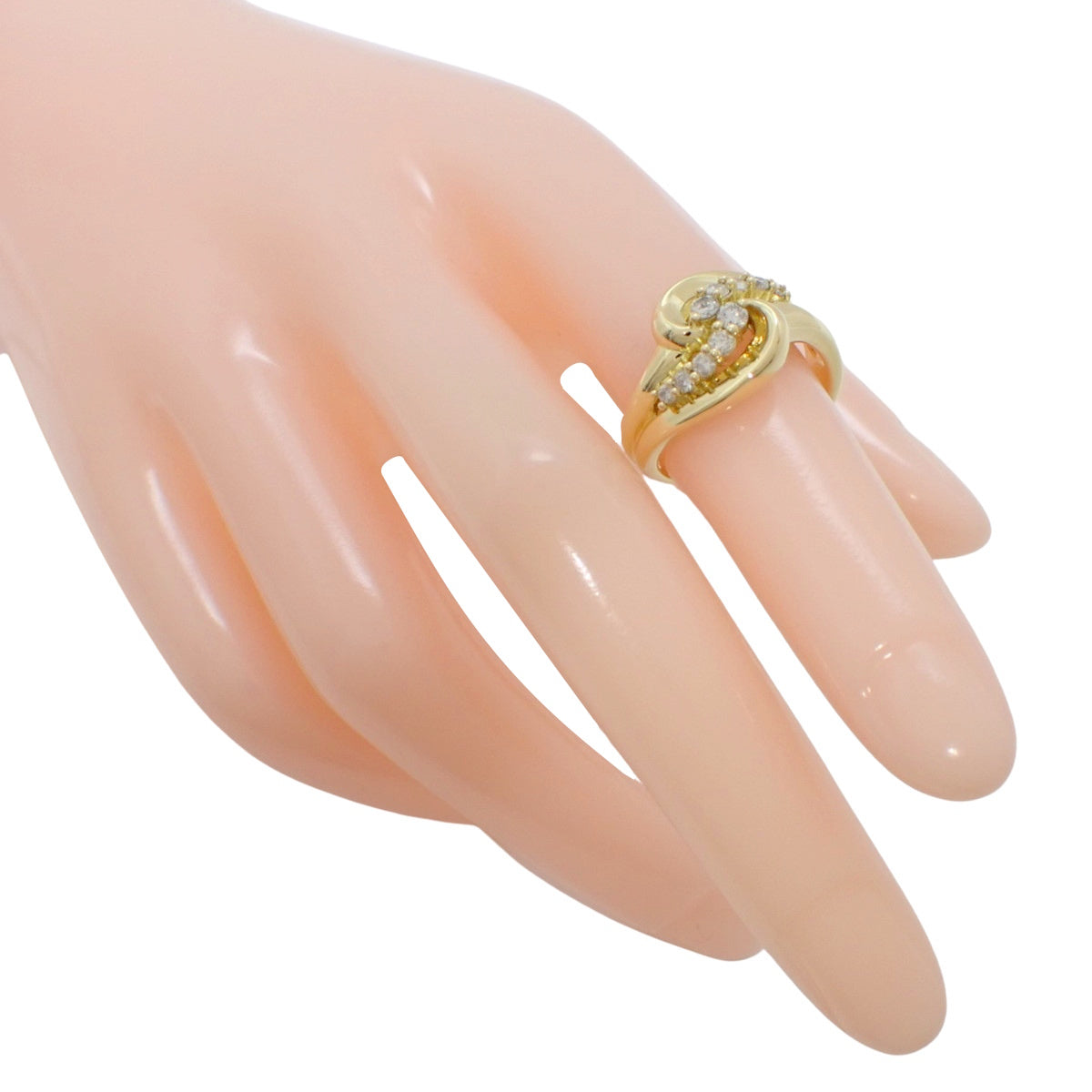 Braided Arm Diamond Ring, D0.31, Yellow Gold K18YG, Size 9.5 (19.5), 5.0g