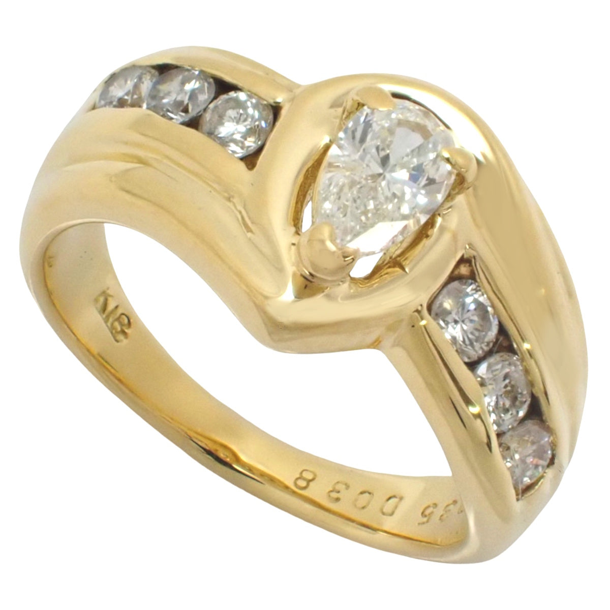 Diamond Ring D0.38/0.35 Yellow Gold K18YG Size 11(US) 6.8g