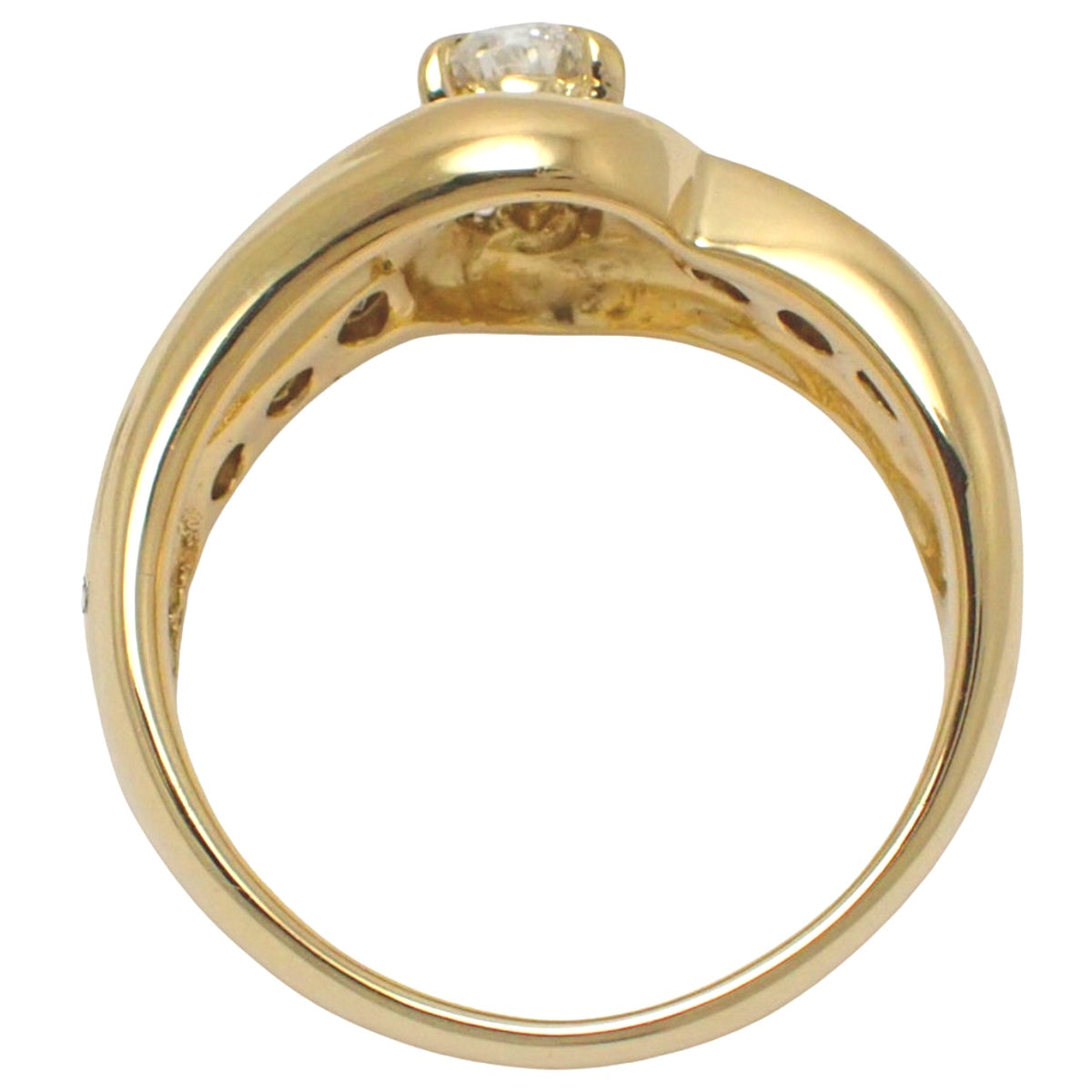 Diamond Ring D0.38/0.35 Yellow Gold K18YG Size 11(US) 6.8g