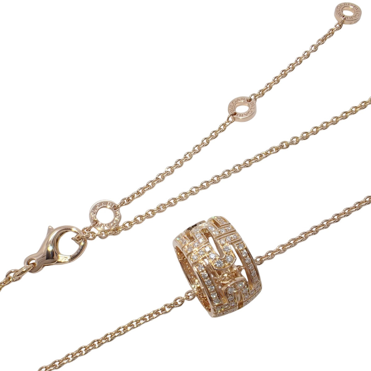 Parentesi Openwork Necklace in Pink Gold with Diamonds