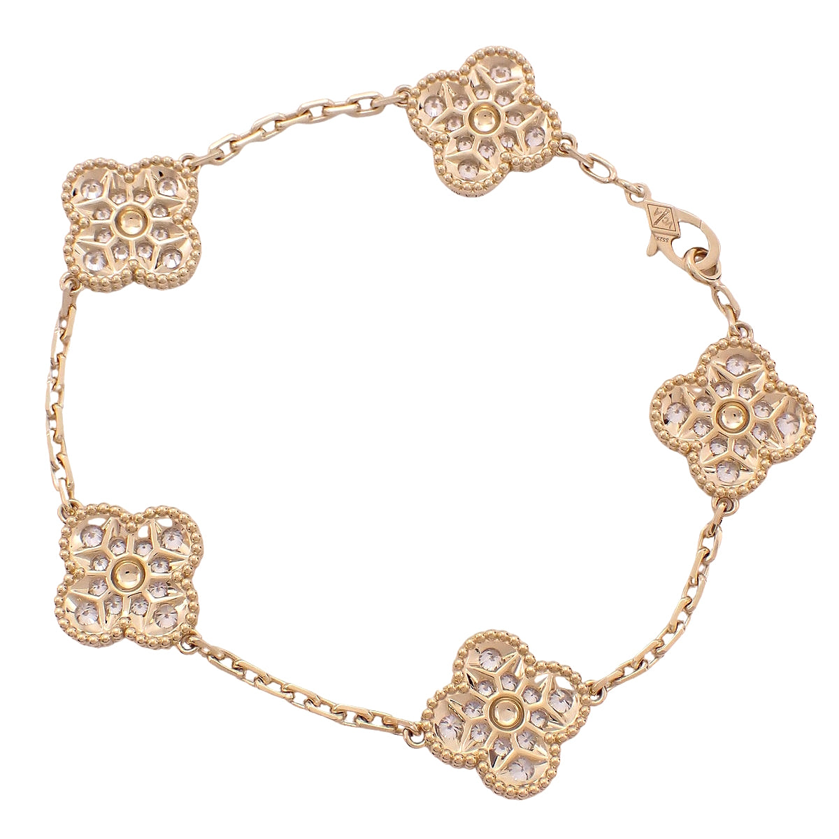 ヴィンテージ アルハンブラ ブレスレット 5モチーフ ダイヤモンド K18YG 14.3g