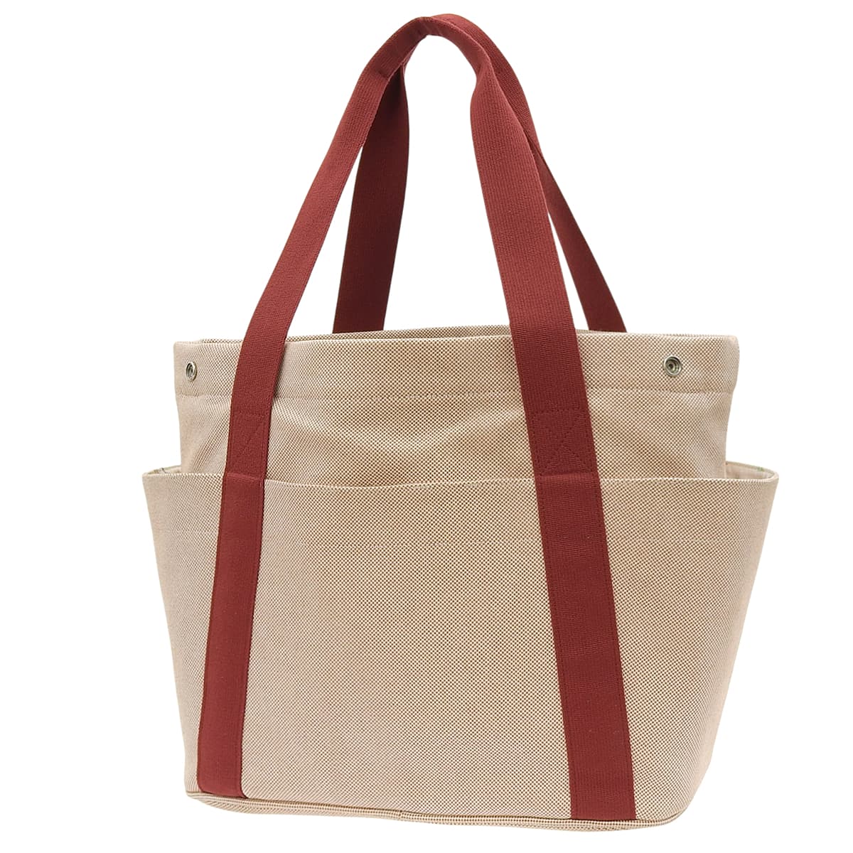 カブリオル マザーズバッグ トワルアッシュ ベージュ レッド シルバー金具