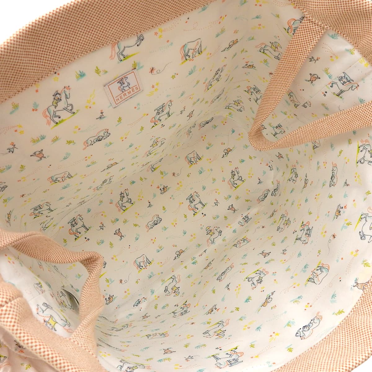 カブリオル マザーズバッグ トワルアッシュ ベージュ レッド シルバー金具