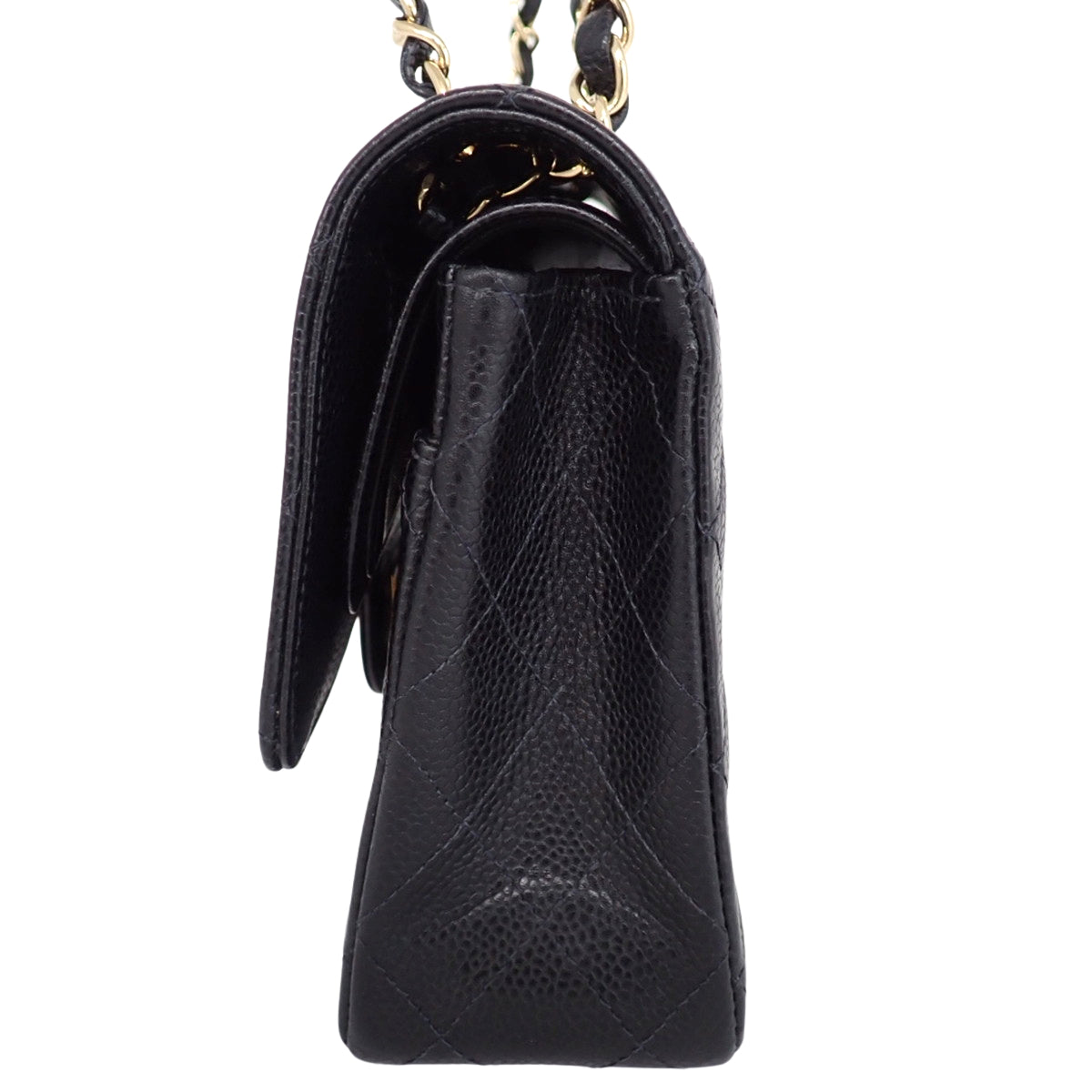 マトラッセ ココマーク Wフラップ25 チェーンショルダーバッグ キャビアスキン ブラック A01112