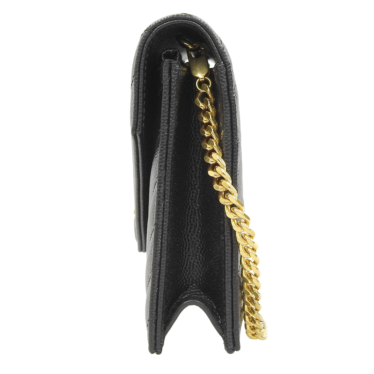 Cassandra Envelope Chain Wallet in Grain de Poudre Leather, Black, 742920