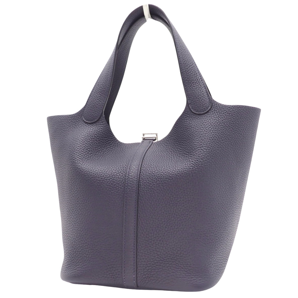 Picotin 锁 MM Taurillon Bleu Nuit 银色五金 X 印章