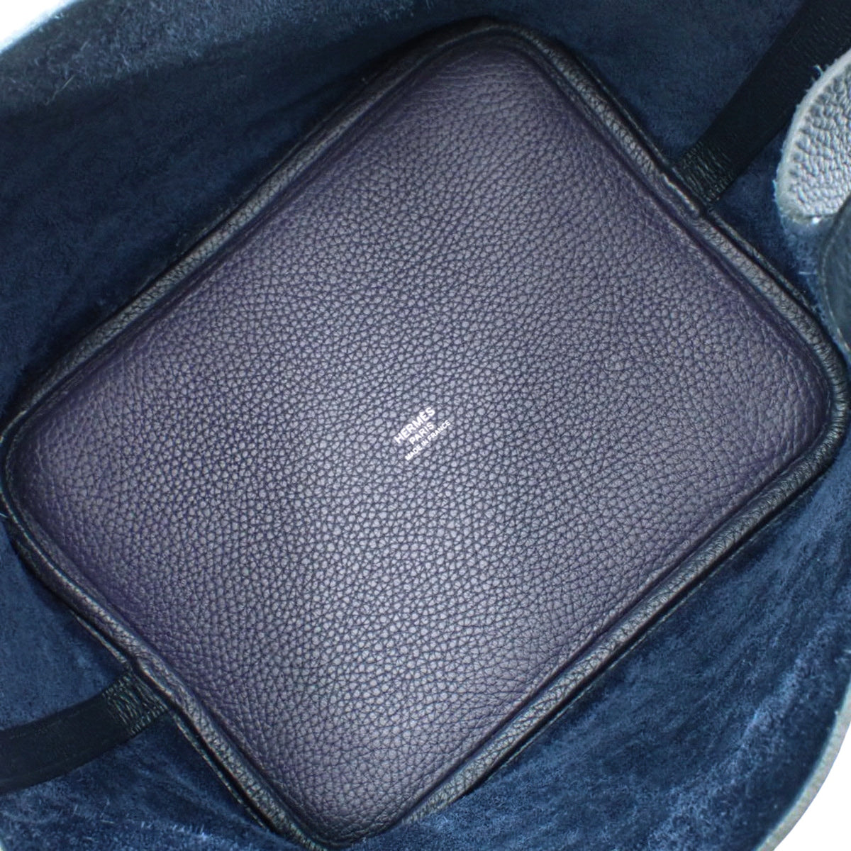 Picotin Lock MM Taurillon Bleu Nuit Silver Hardware X Stamp