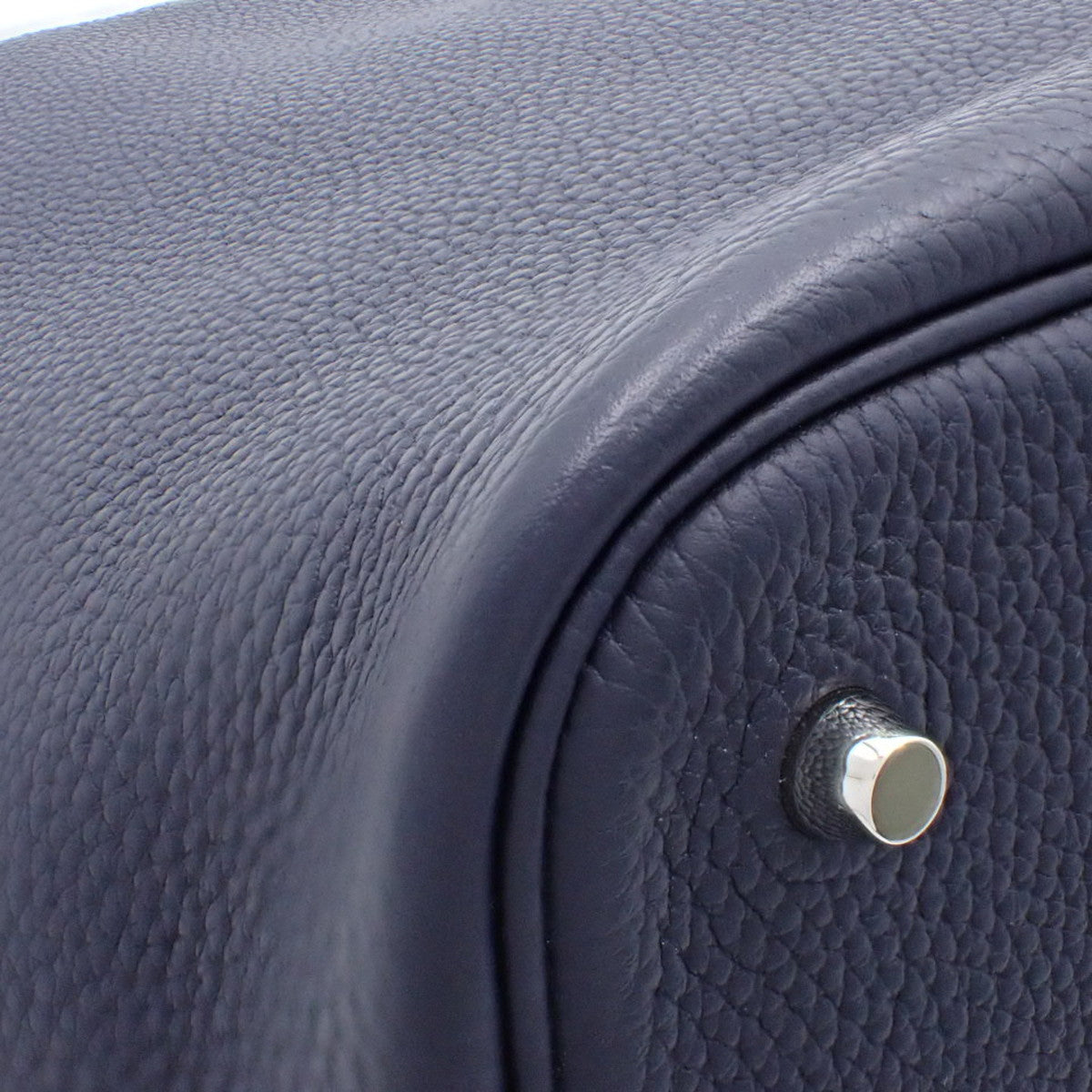 Picotin Lock MM Taurillon Bleu Nuit Silver Hardware X Stamp