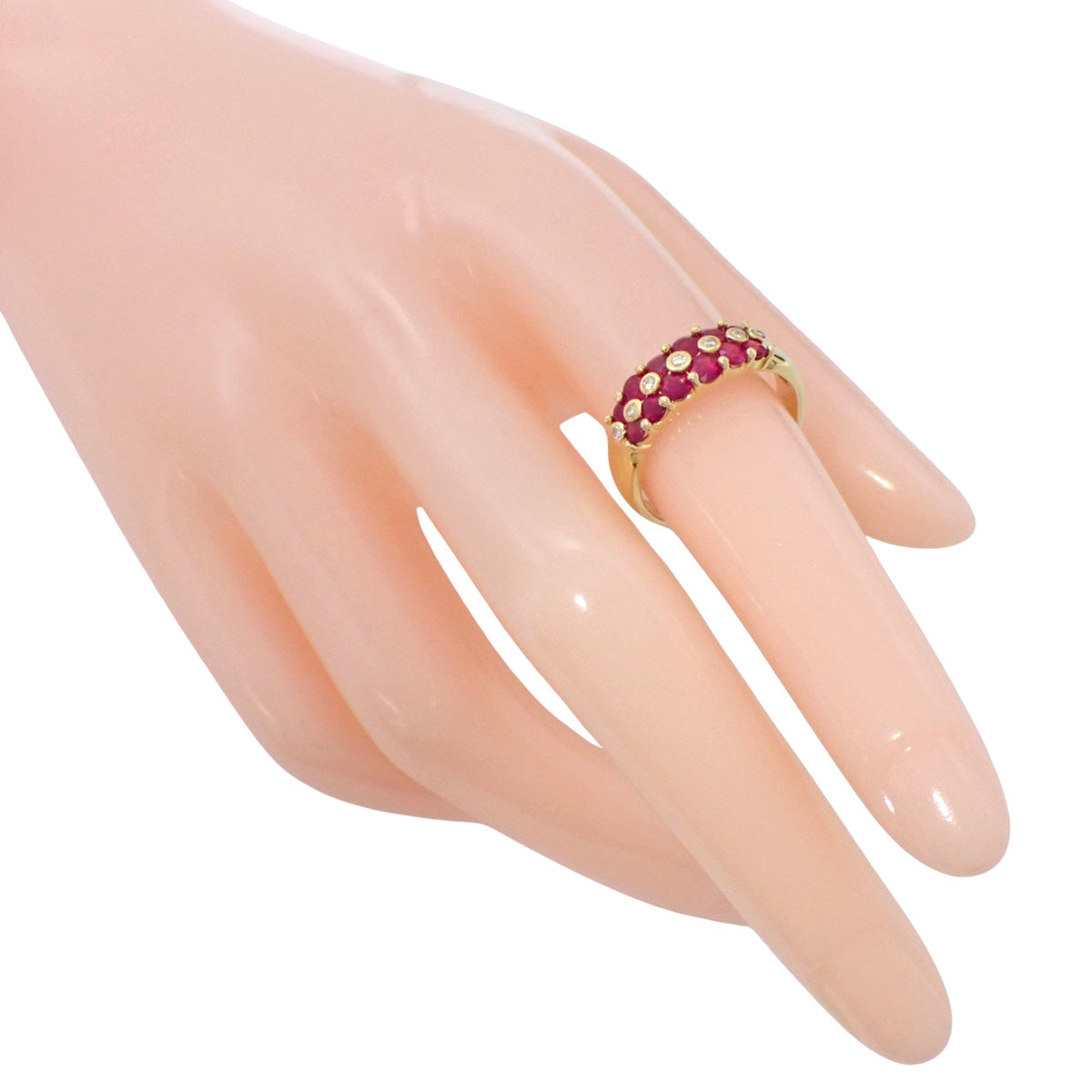 Ruby Diamond Ring R1.10/D0.07 Yellow Gold K18YG Size 14(54) 4.0g