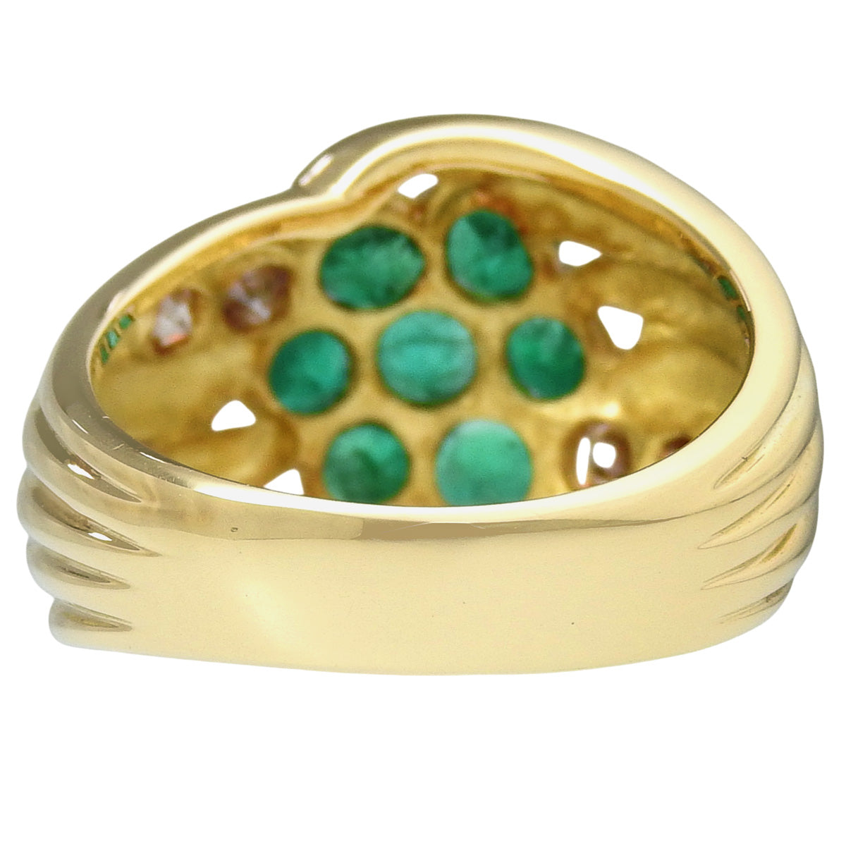 Emerald and diamond ring, E1.12/D0.48, 18K yellow gold, size 10.5 (50.5), 7.4g