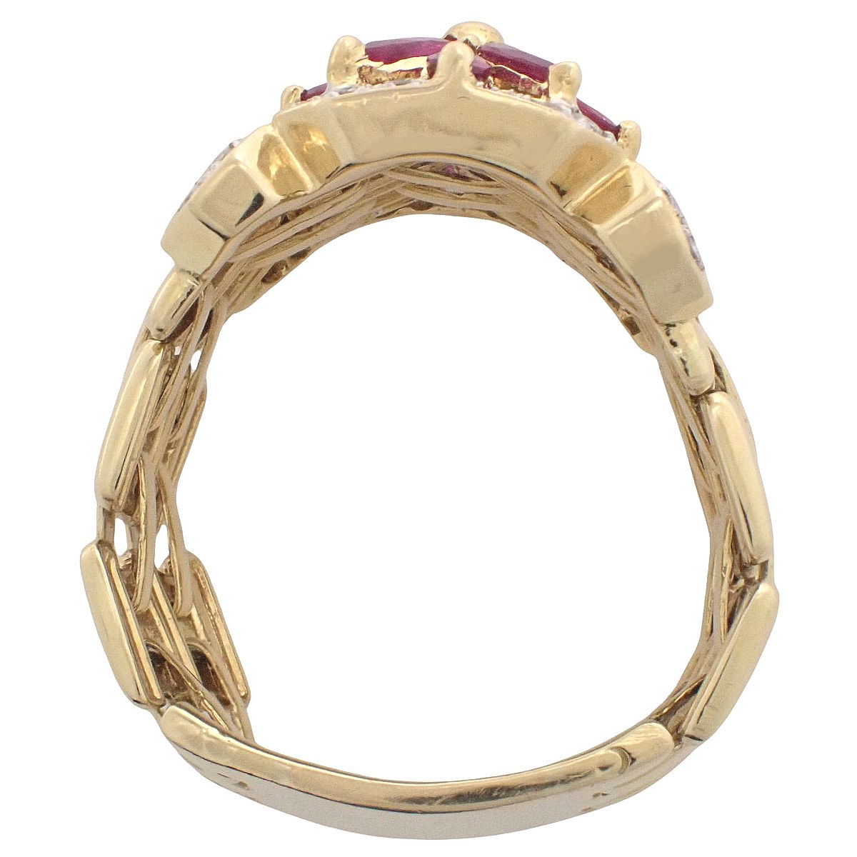 Ruby Flower Ring R1.33/D0.41 Yellow Gold K18YG Size 22 (US 10) 15.1g
