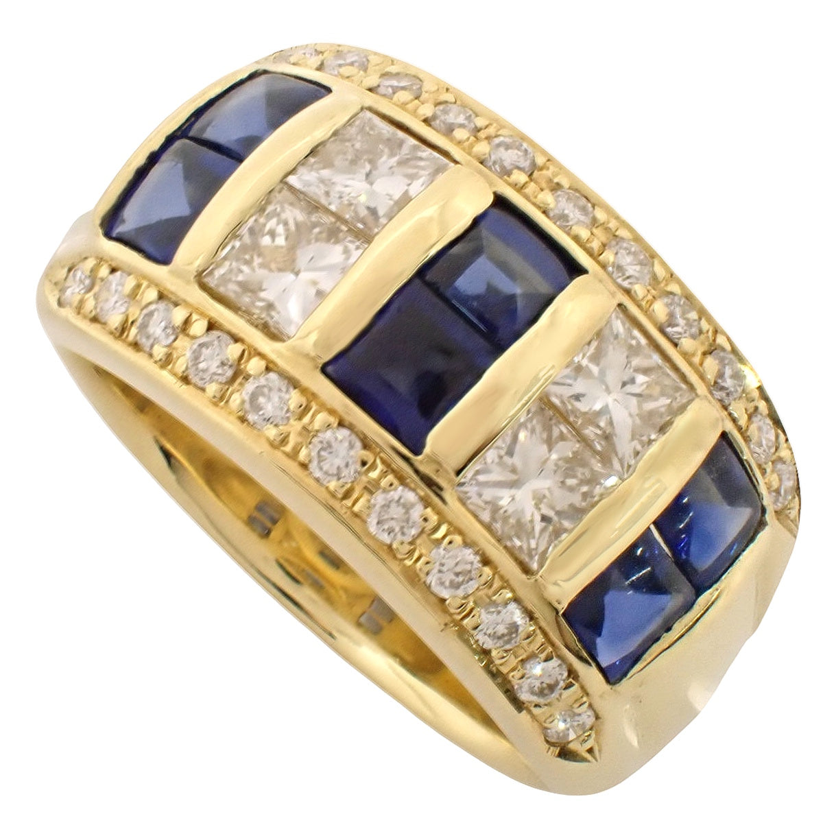 サファイア ダイヤモンド リング S1.13/D0.94 イエローゴールド K18YG 9.6g