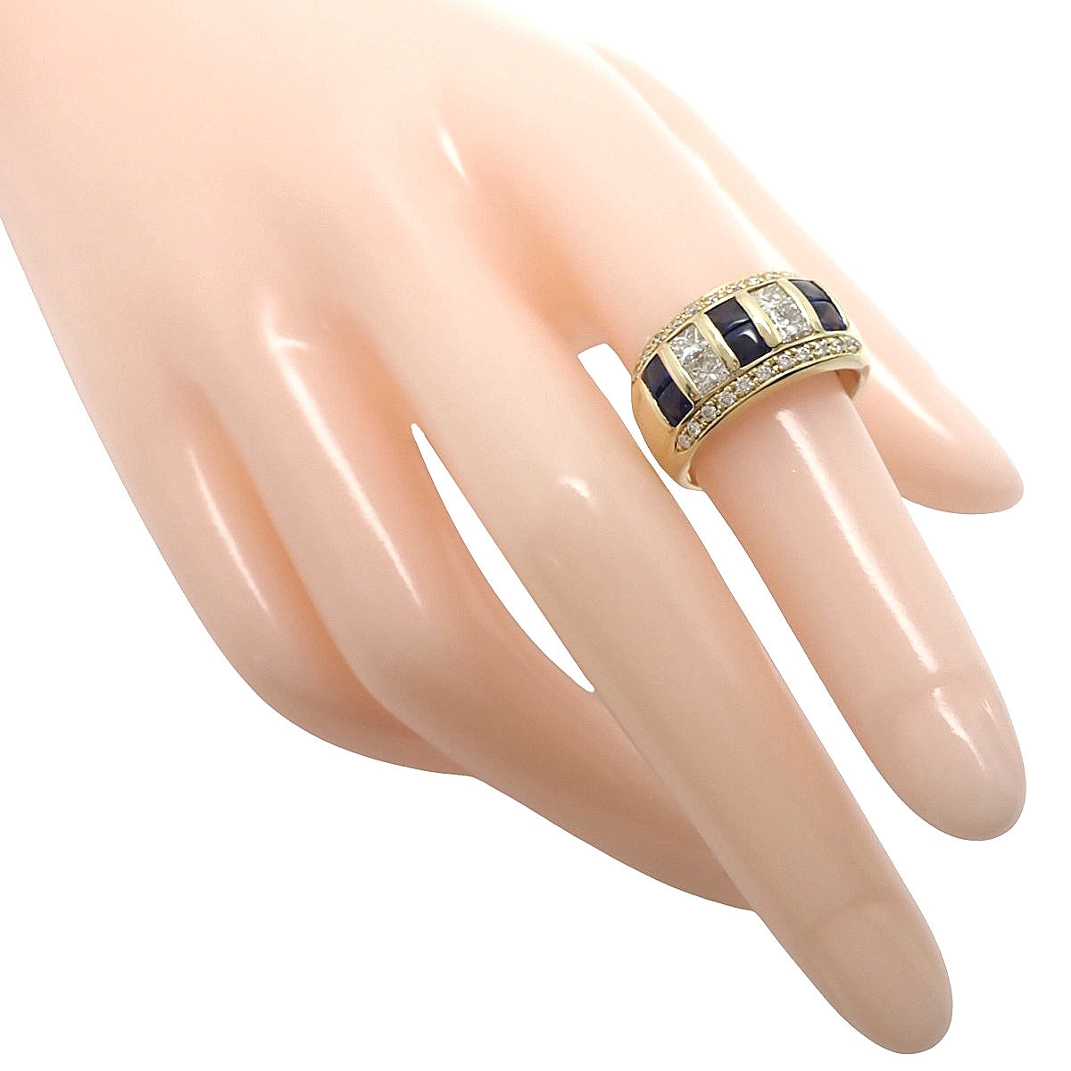 サファイア ダイヤモンド リング S1.13/D0.94 イエローゴールド K18YG 9.6g