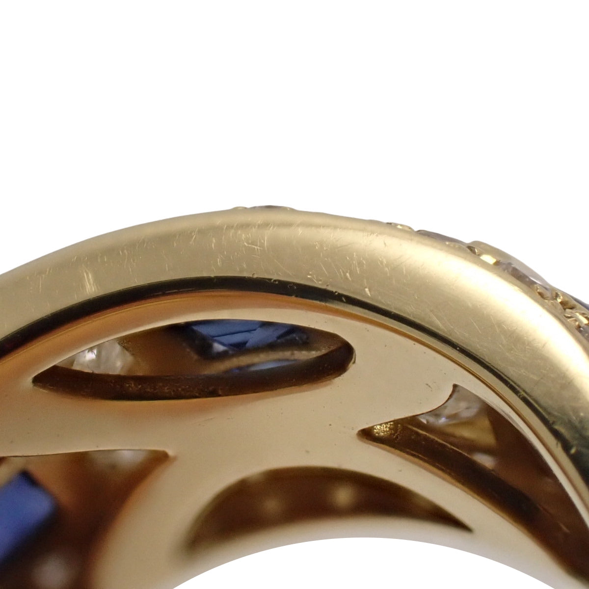 サファイア ダイヤモンド リング S1.13/D0.94 イエローゴールド K18YG 9.6g