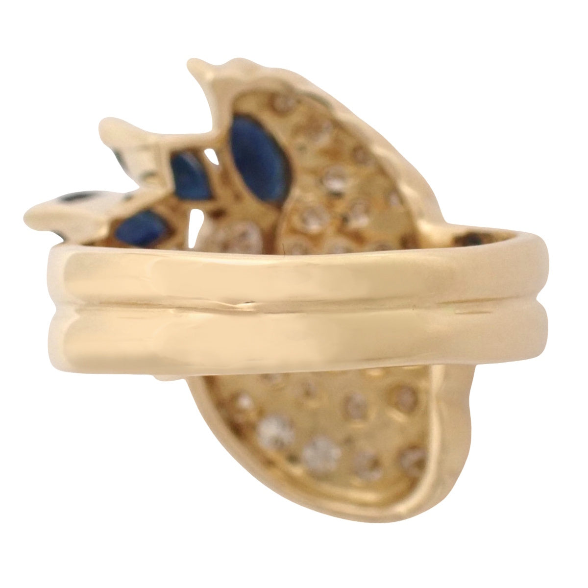 Sapphire and diamond ring, size S1.54/D0.65/0.09, 18K yellow gold, 10.0g