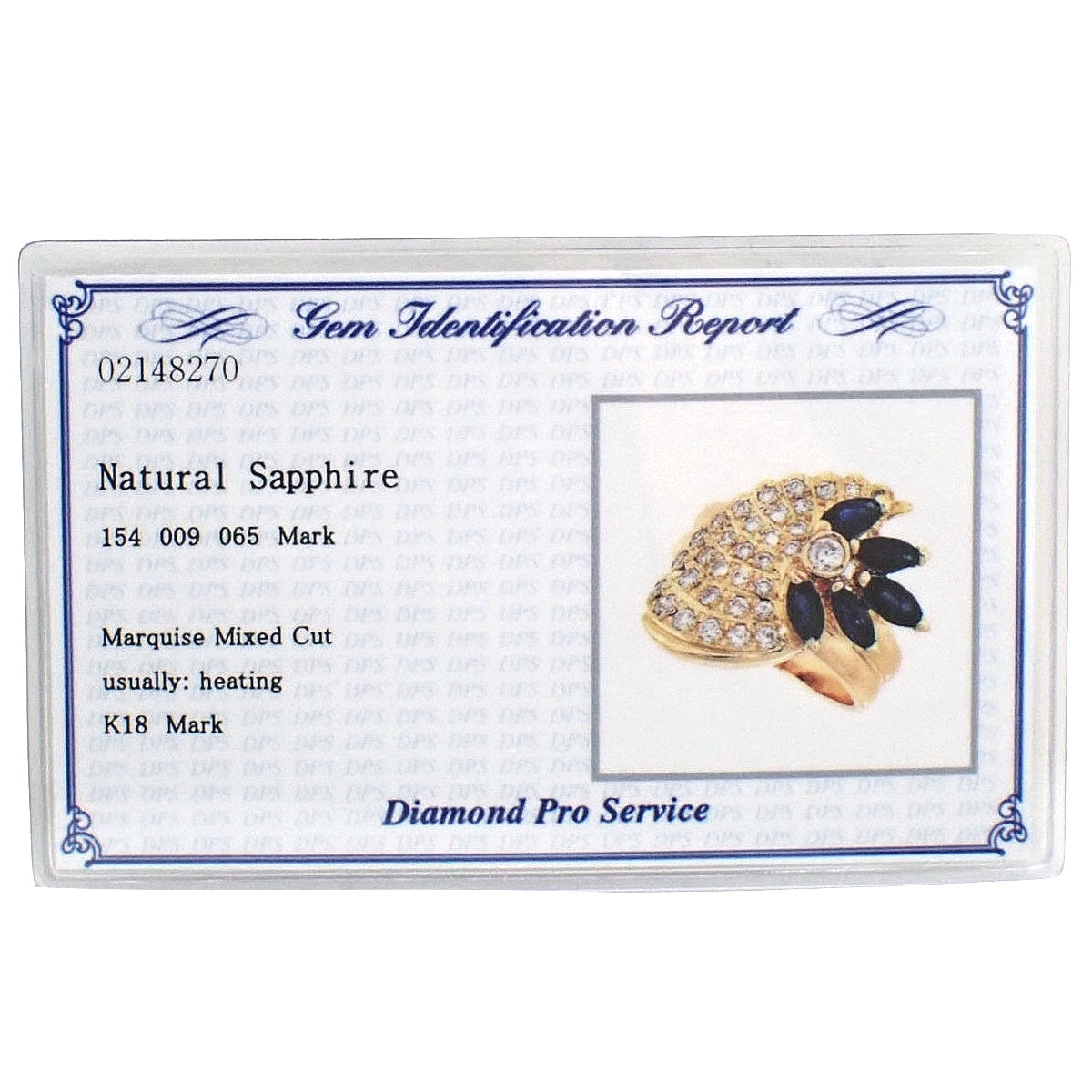 蓝宝石钻石戒指,尺寸 S1.54/D0.65/0.09,18K黄金,10.0克