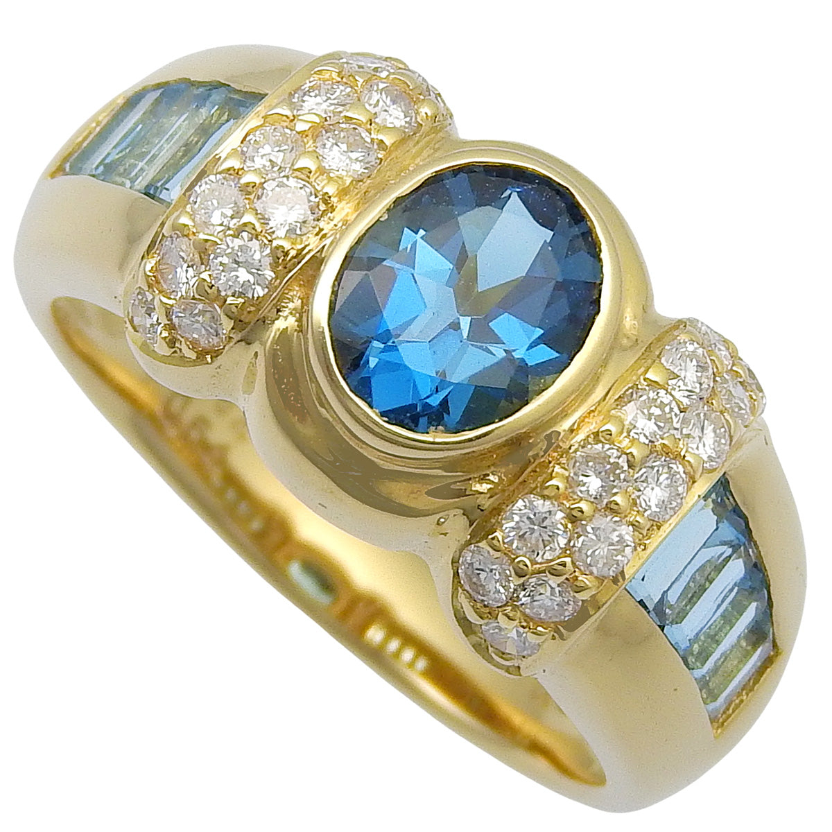 Blue Topaz Ring, BT0.94,0.64/D0.35, Yellow Gold 18KYG, 6.8g