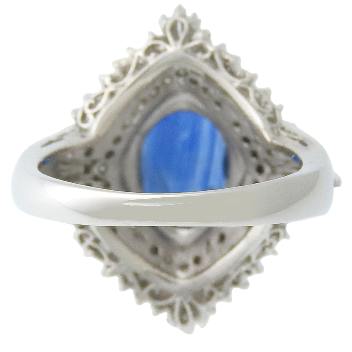 Large motif sapphire and diamond ring, size S2.83/D0.74, Pt900, size 12 (52), 11.4g