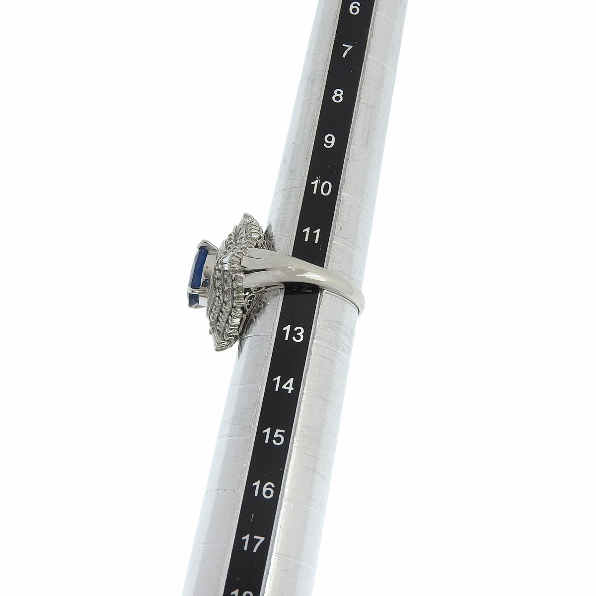 Large motif sapphire and diamond ring, size S2.83/D0.74, Pt900, size 12 (52), 11.4g