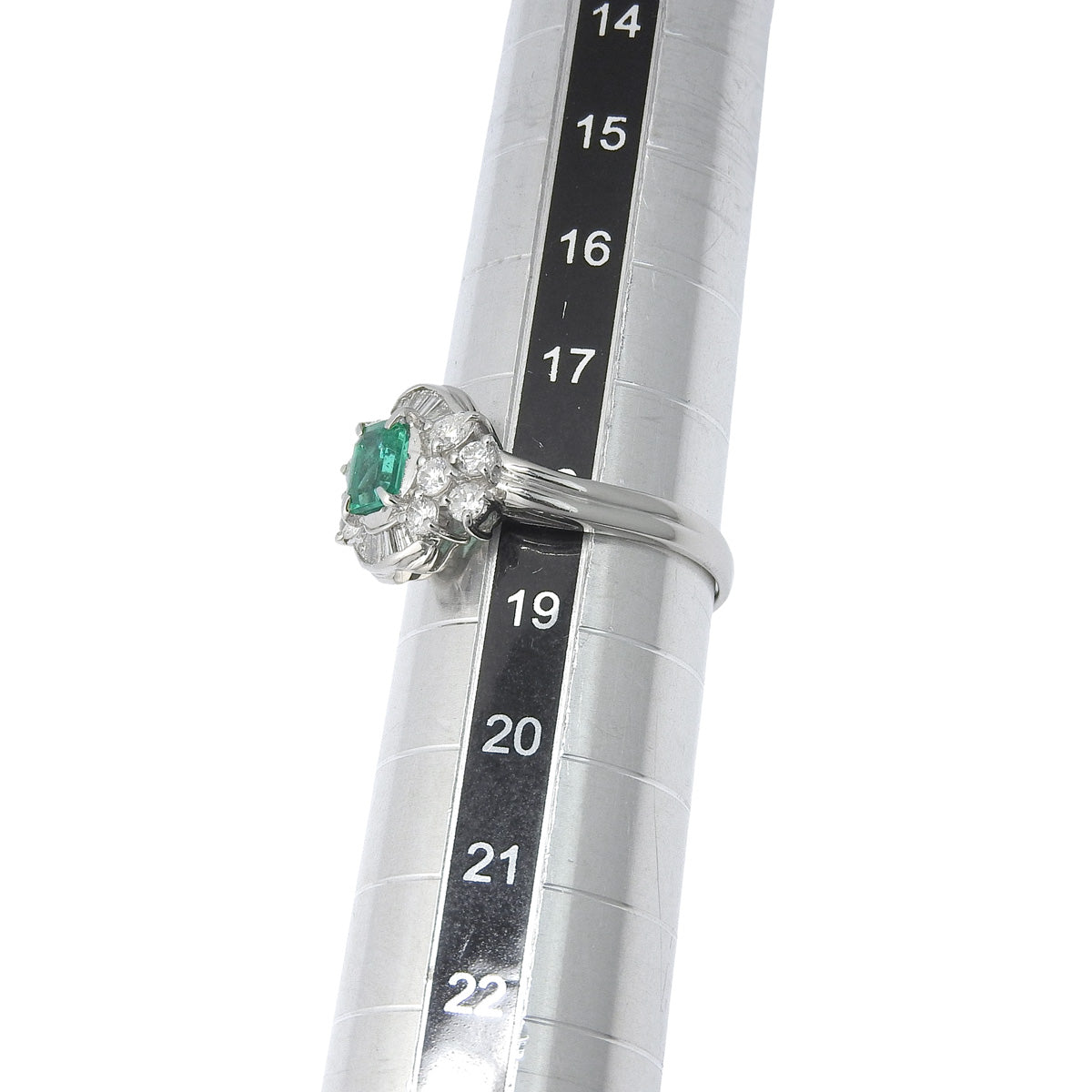 Emerald ring, E0.53/D0.76, platinum Pt850, 6.3g