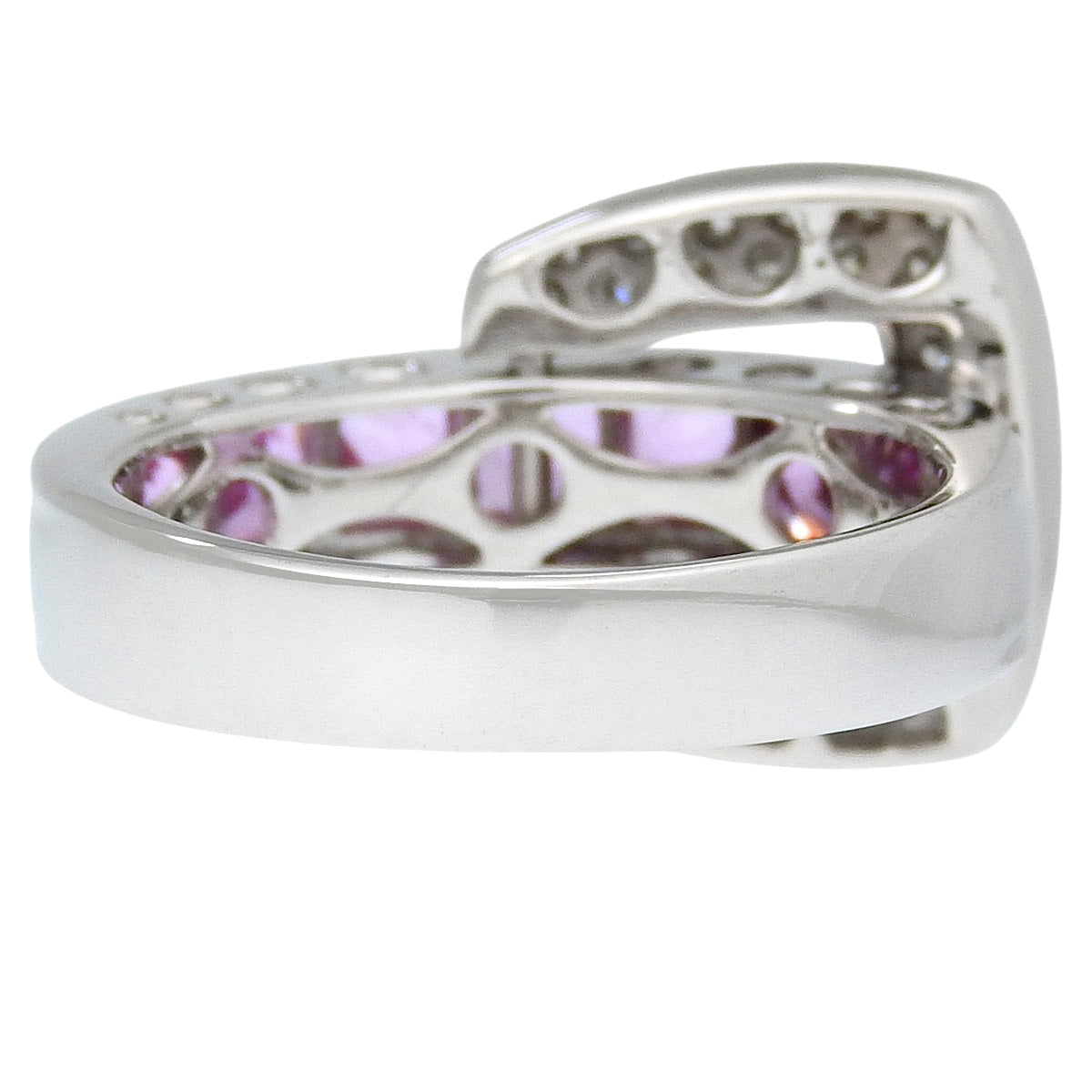 Belt motif pink sapphire and diamond ring PS2.06/D0.40 White gold K18WG 6.7g