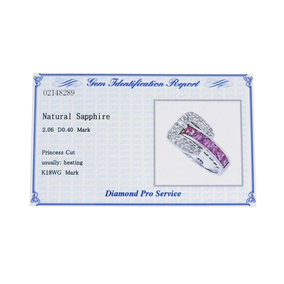 Belt motif pink sapphire and diamond ring PS2.06/D0.40 White gold K18WG 6.7g