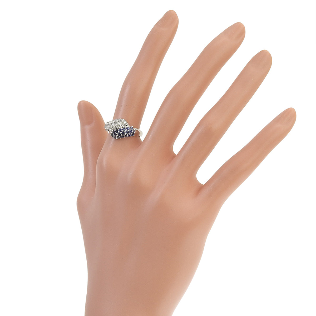 Pave sapphire and diamond ring, size S0.61/D0.45, platinum Pt900, 4.4g