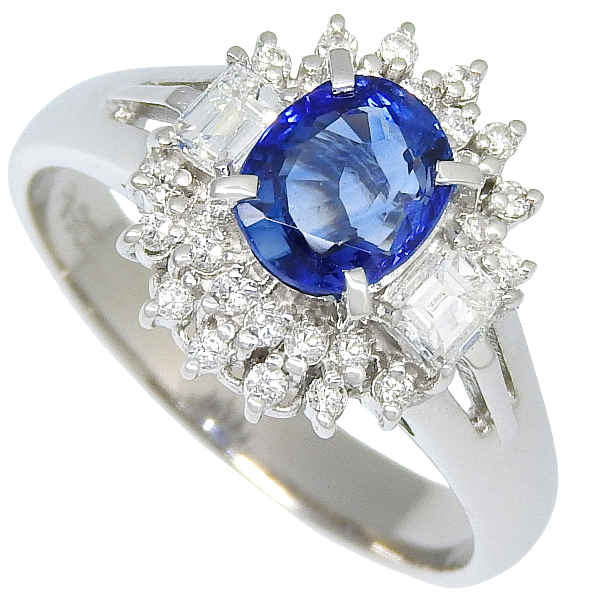 サファイア ダイヤモンド リング S1.078/D0.37 プラチナ Pt900 5.5g